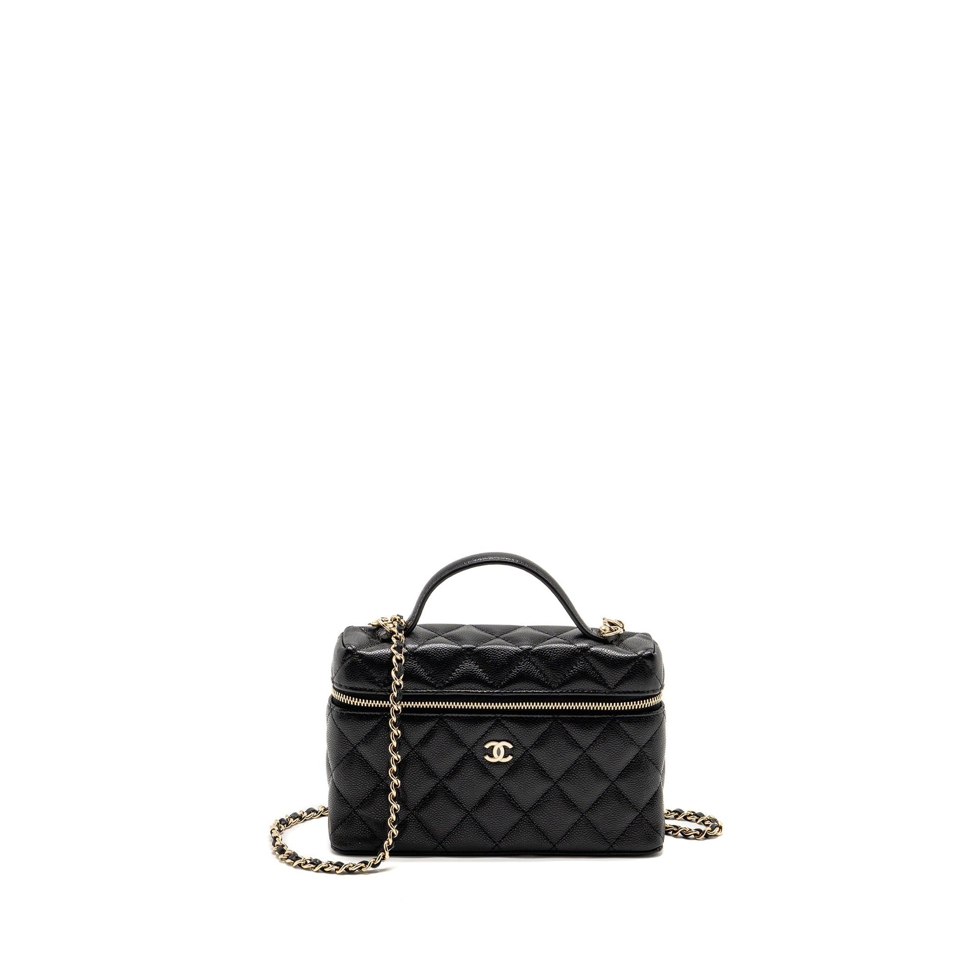 Chanel 25P CC top handle Vanity caviar Black Handbag