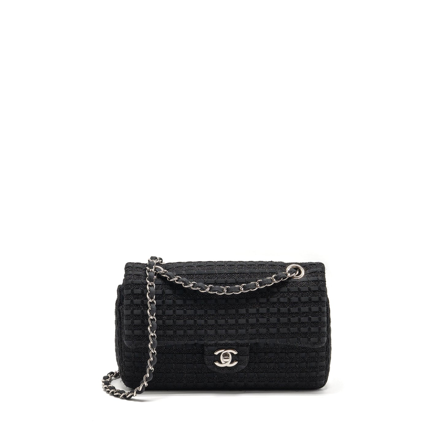 Chanel Classic double flap tweed SHW Black Shoulder Bag