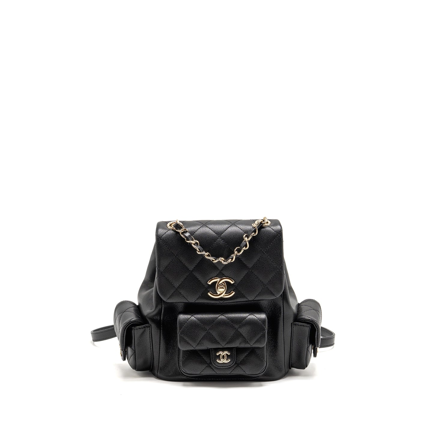 Chanel Triple Pocket Backpack Caviar LGHW Microchip Black