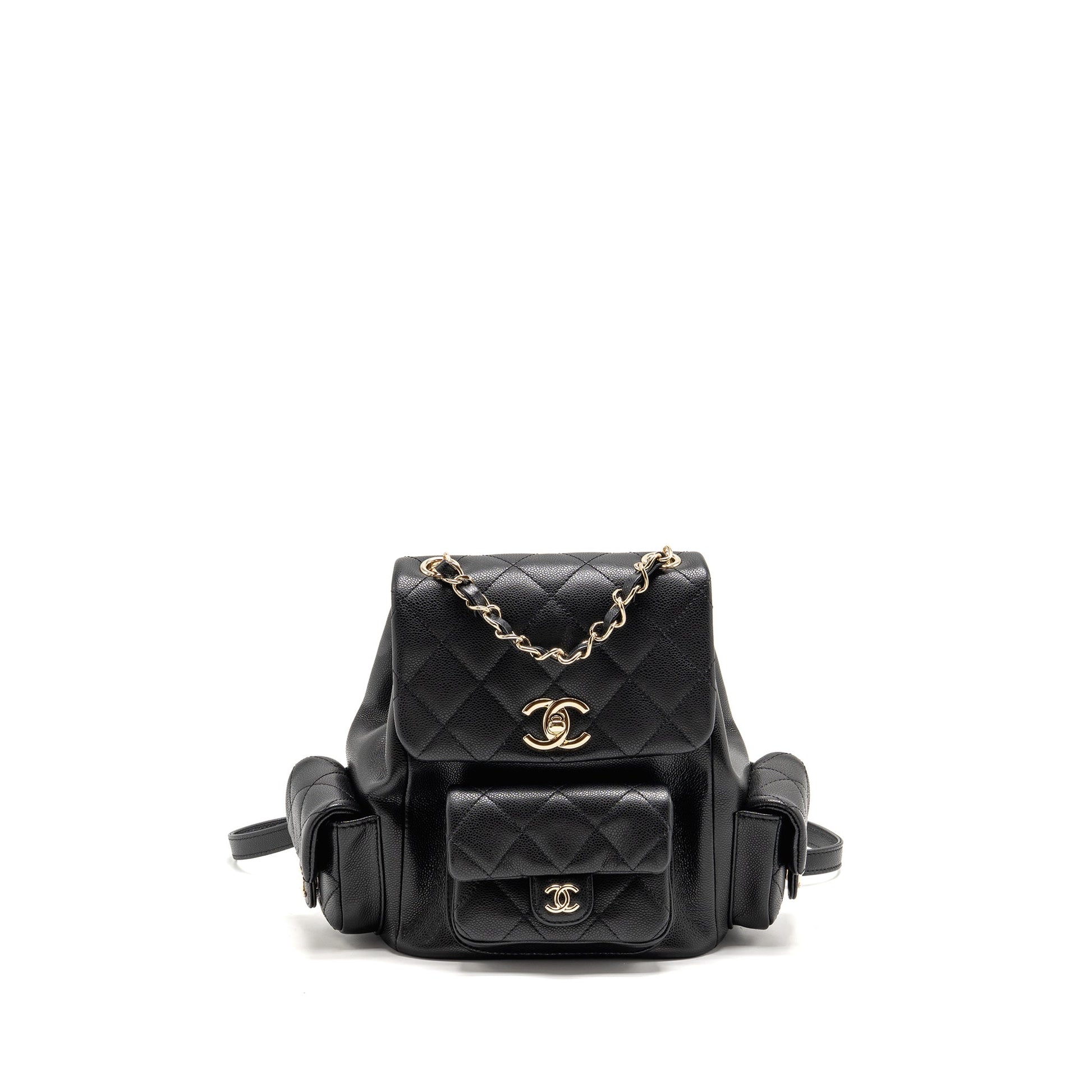 Chanel Triple Pocket Backpack Caviar LGHW Microchip Black