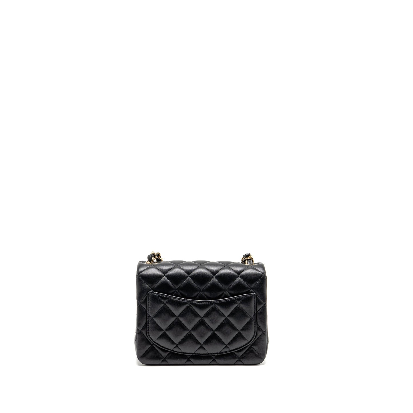 Chanel Classic square flap lambskin LGHW Microchip Black Shoulder Bag Lghw Microchip