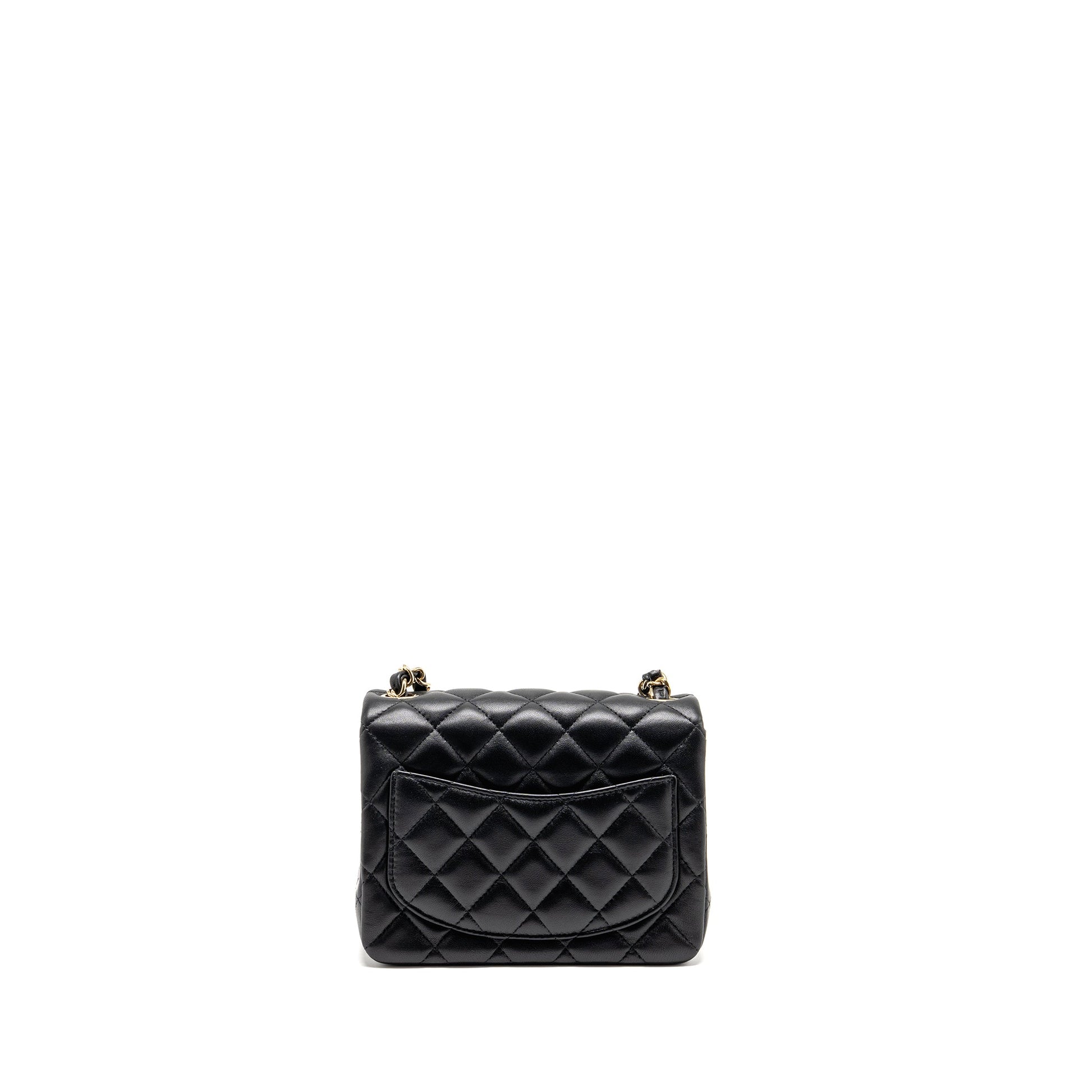 Chanel Classic square flap lambskin LGHW Microchip Black Shoulder Bag Lghw Microchip