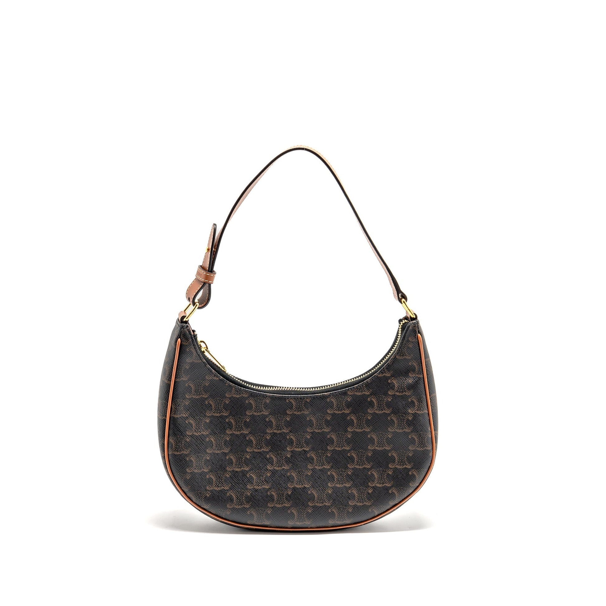 Celine Ava Purse Triomphe Calfskin Handbag Canvas Tan Travel Bag