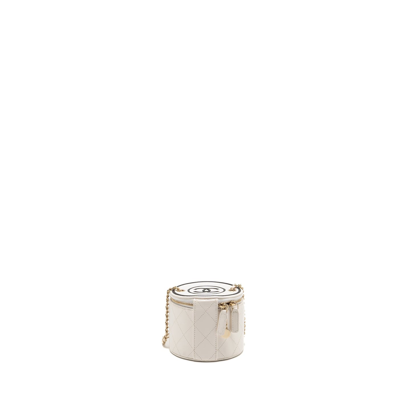 Chanel CC Logo Chains Charm Vanity Calfskin White Key Chain