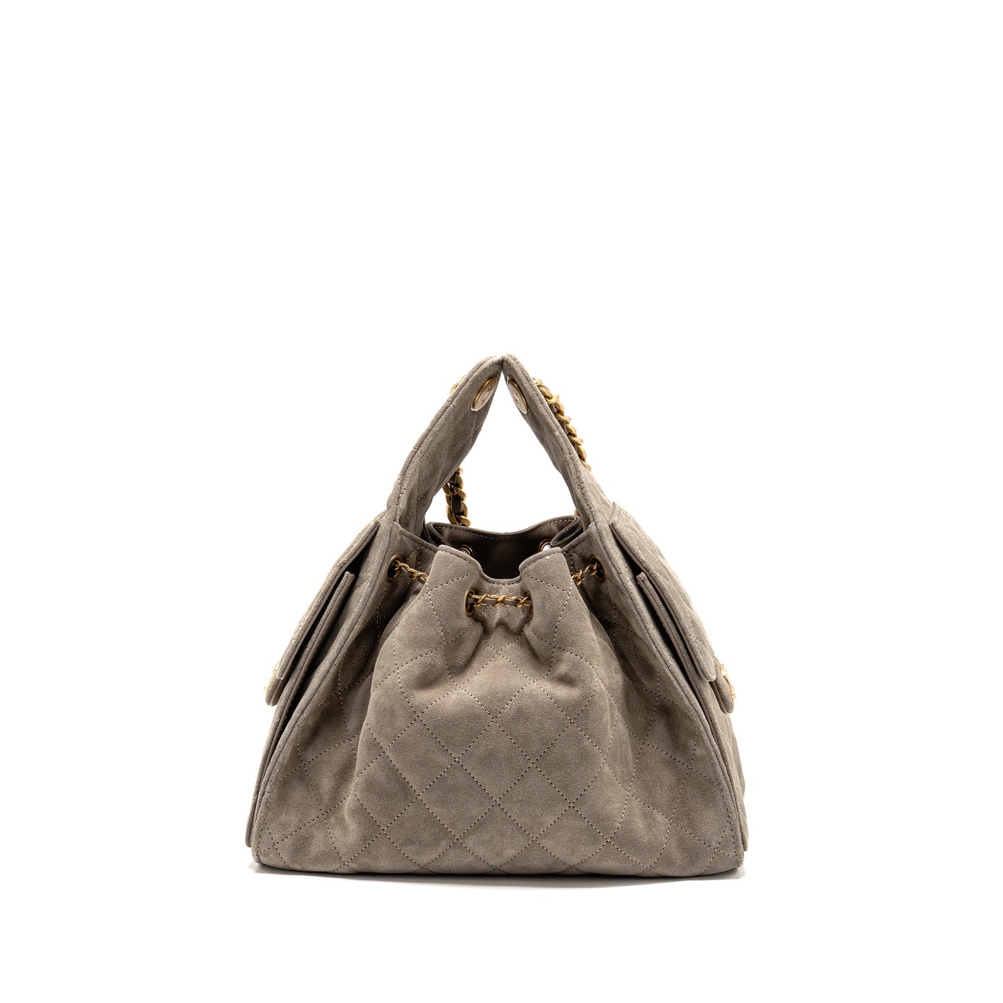 Chanel 25 Suede GHW microchip Grey Small Handbag