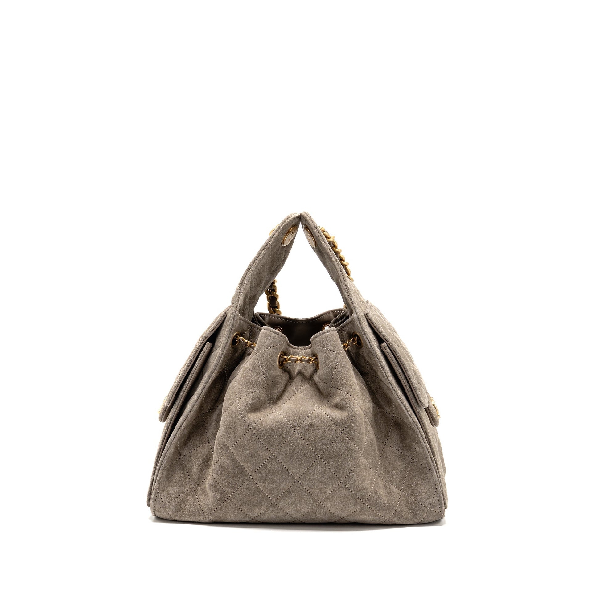 Chanel 25 Suede GHW microchip Grey Small Handbag
