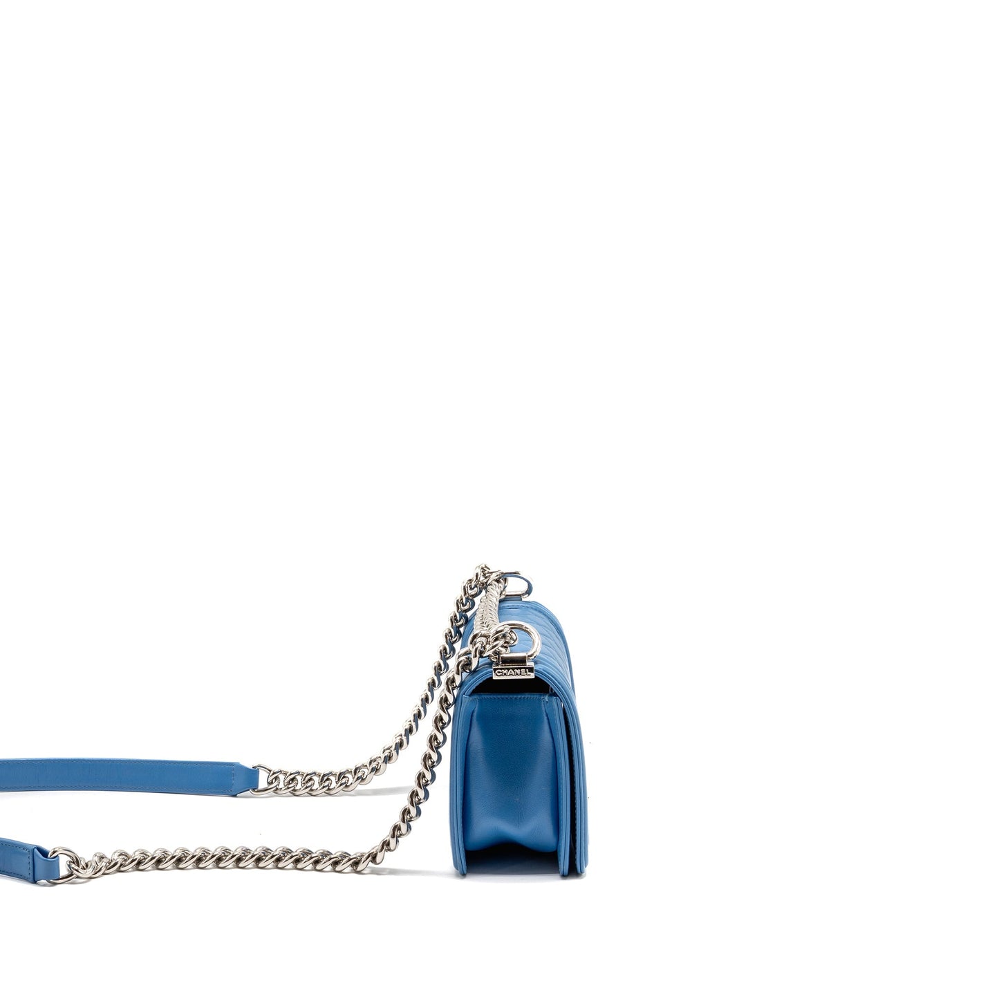 Chanel Boy Calfskin SHW Blue Small Leather Handbag