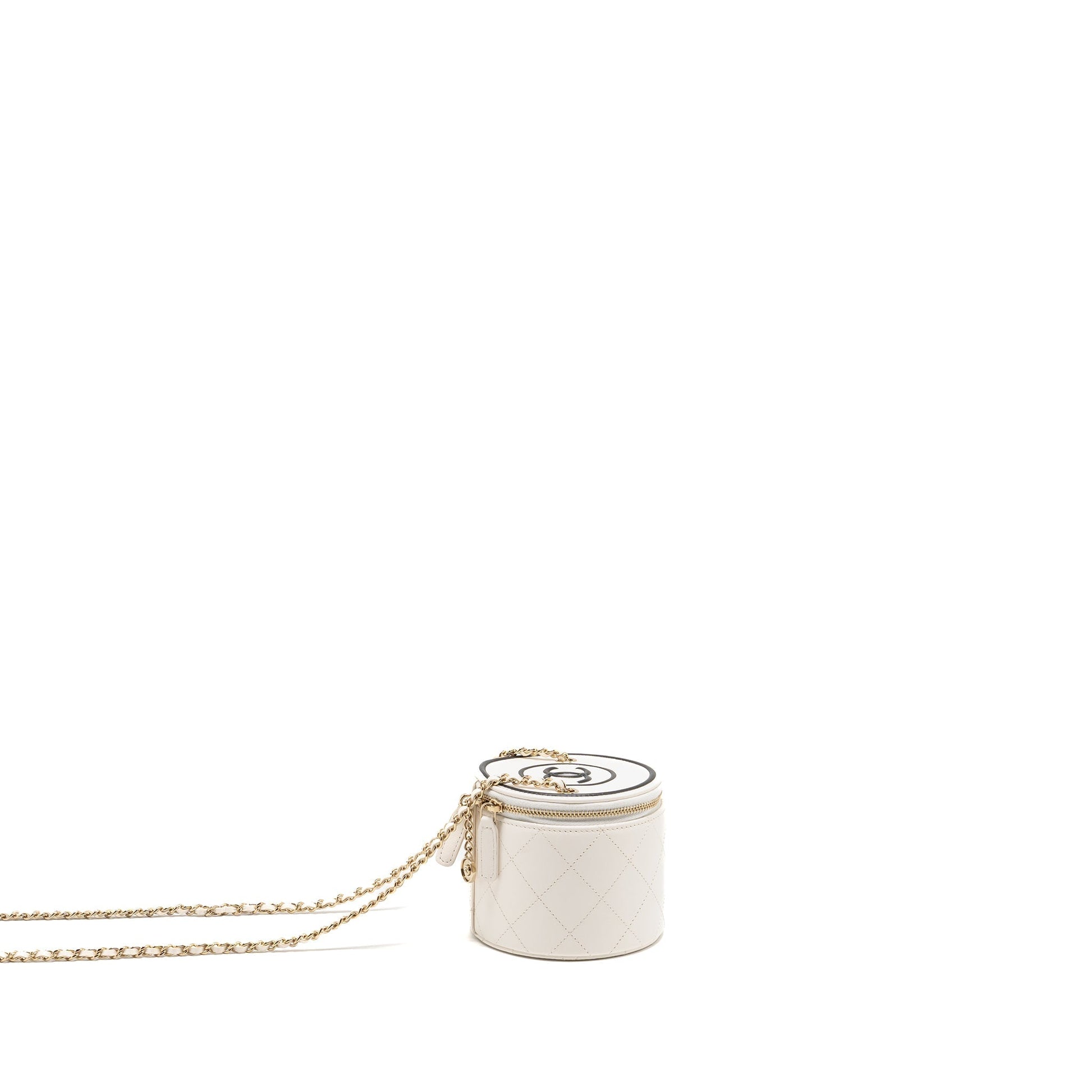 Chanel CC Logo Chains Charm Vanity Calfskin White Key Chain