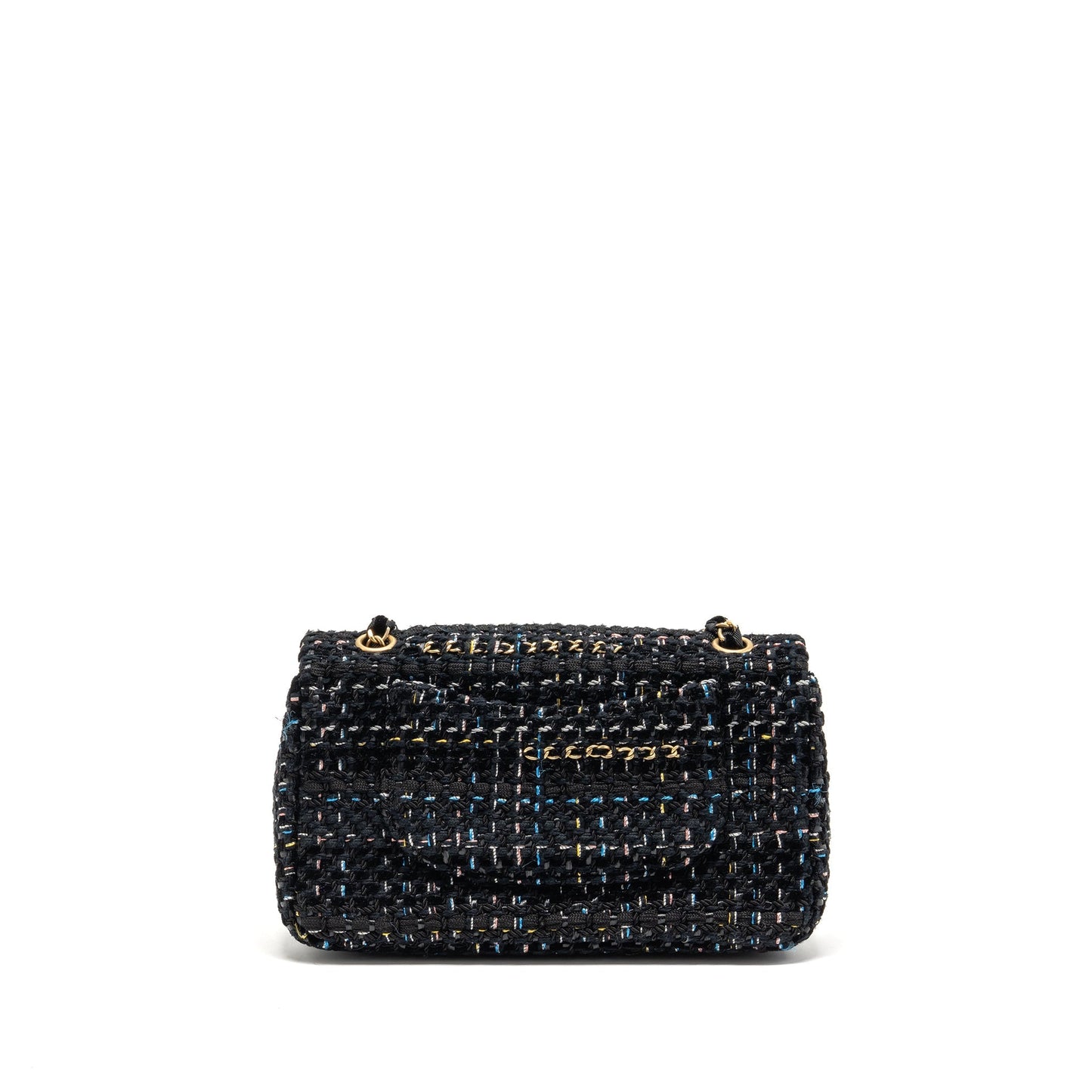 Chanel Single flap tweed GHW Black Shoulder Bag