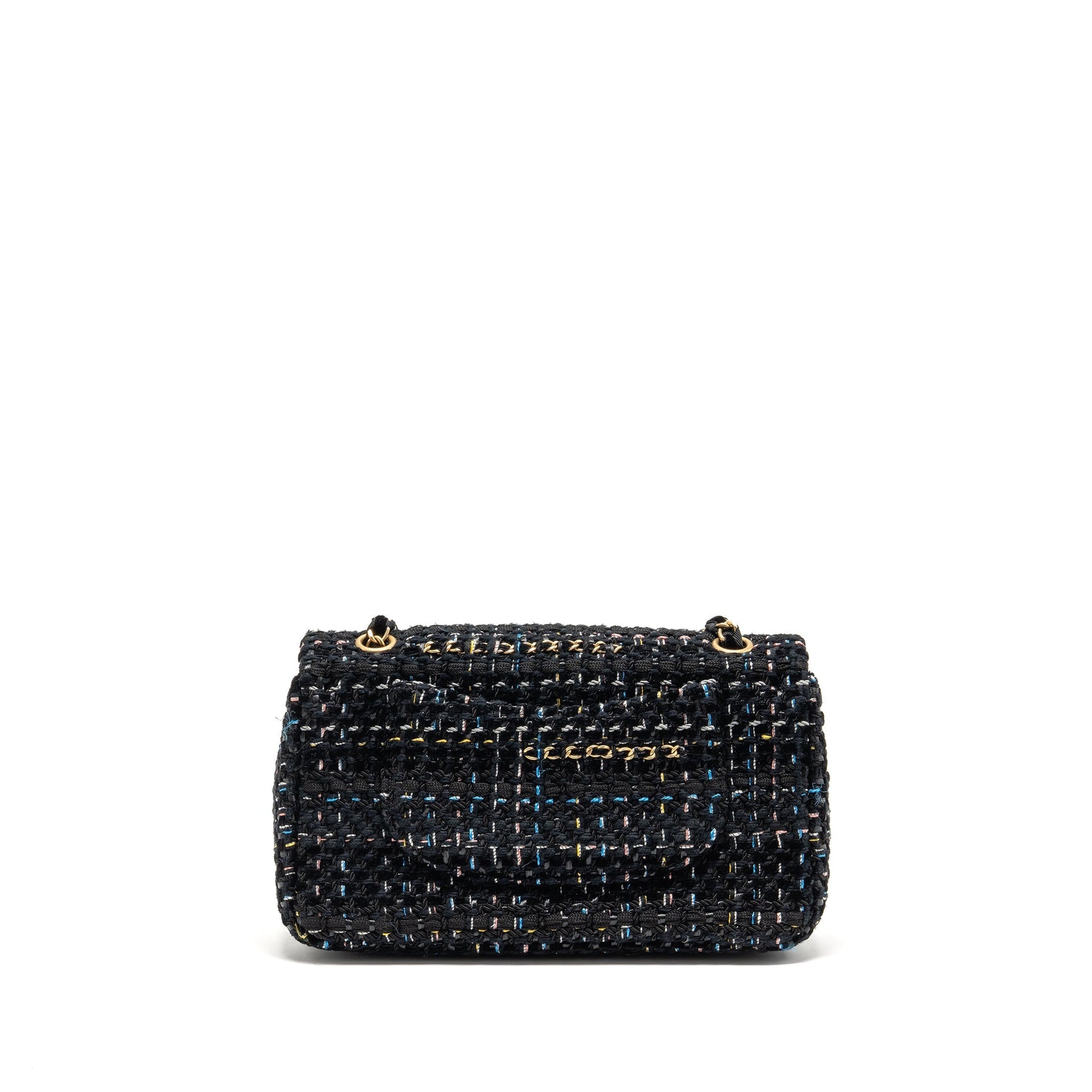 Chanel Single flap tweed GHW Black Shoulder Bag