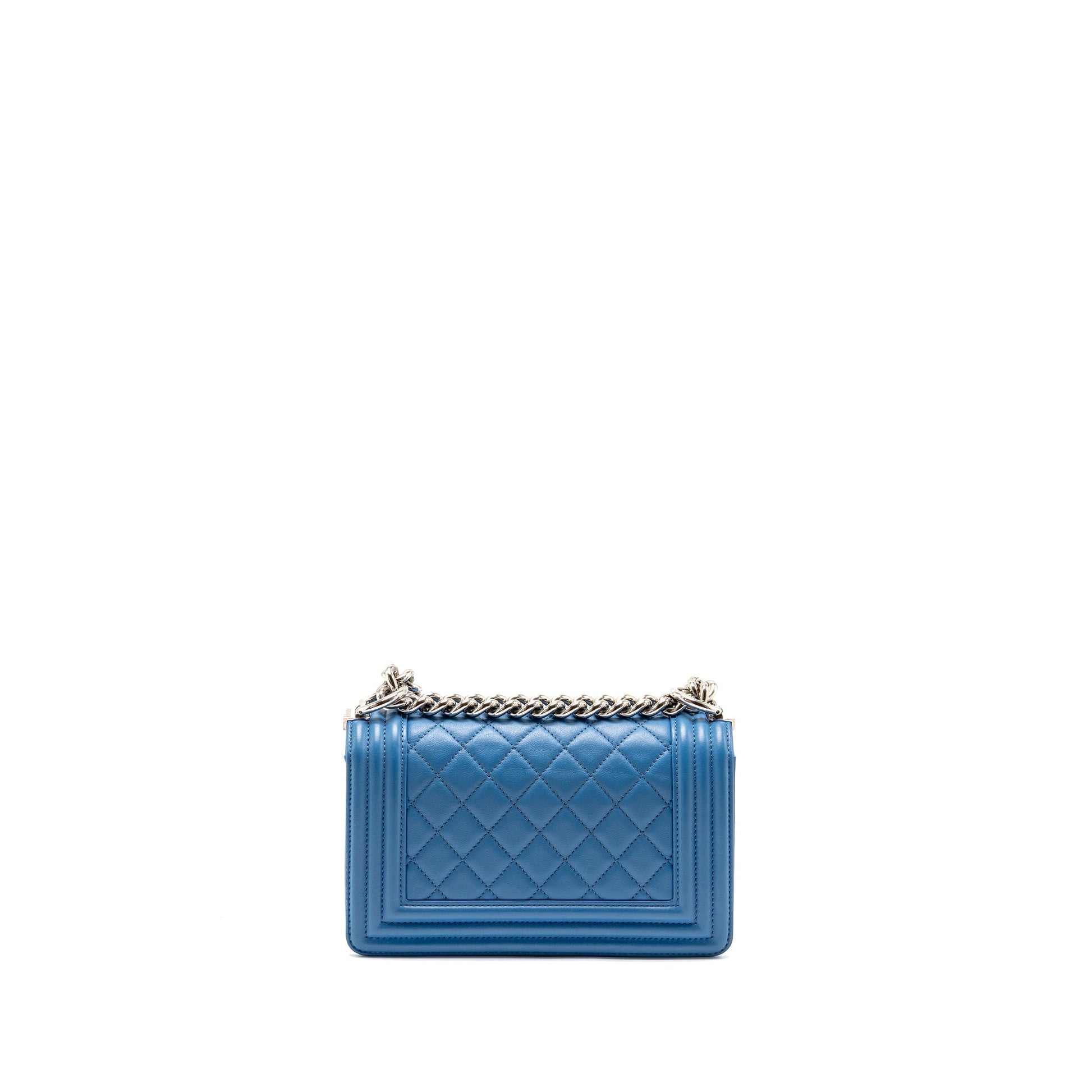 Chanel Boy Calfskin SHW Blue Small Leather Handbag