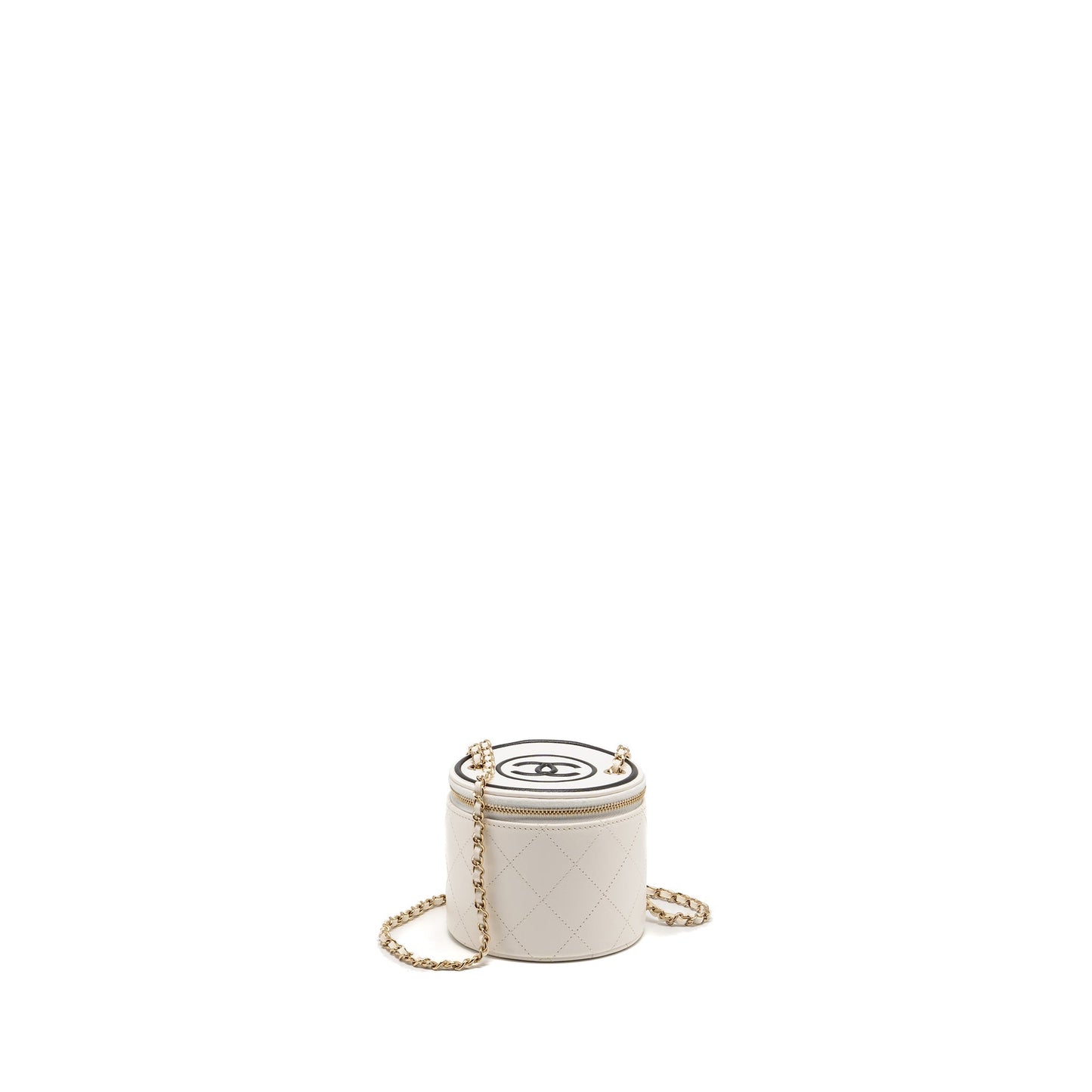 Chanel CC Logo Chains Charm Vanity Calfskin White Key Chain