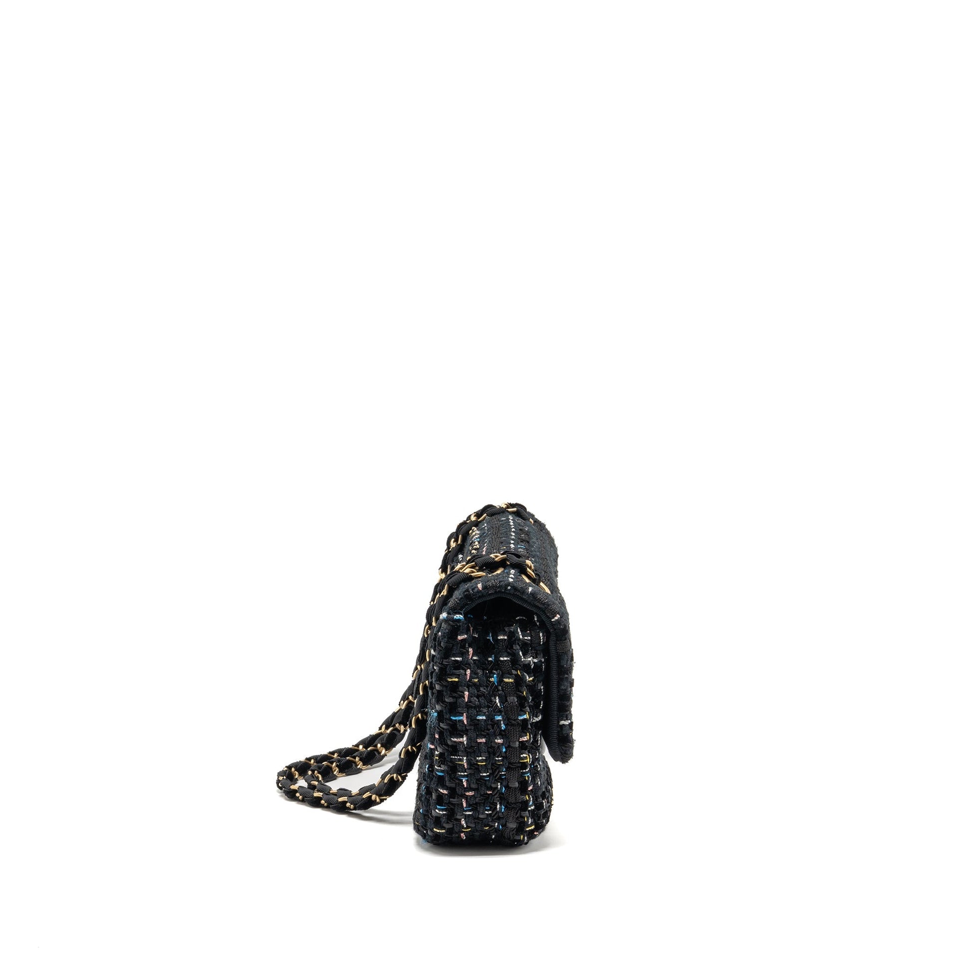 Chanel Single flap tweed GHW Black Shoulder Bag