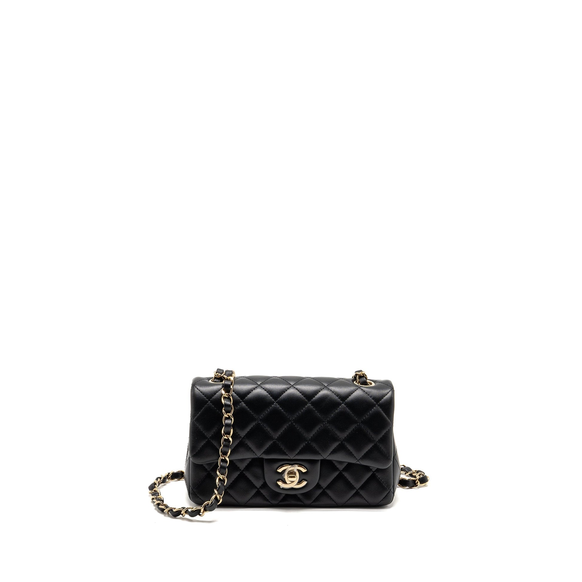 Chanel Minirectangular flap Lambskin LGHW microchip Black Shoulder Bag