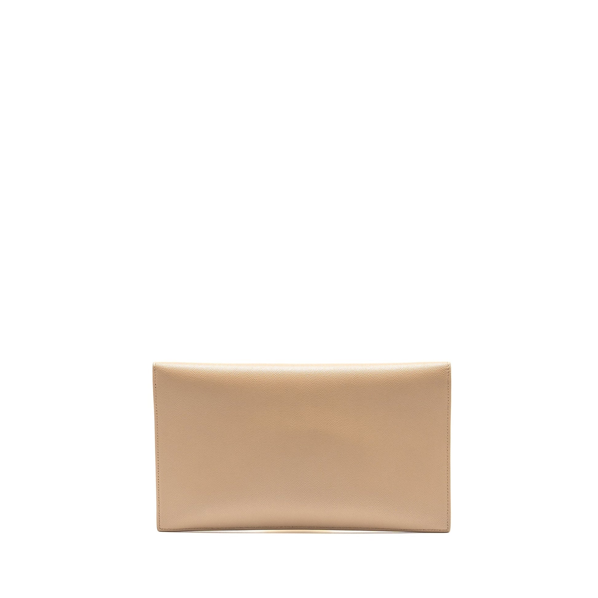 YSL Saint Laurent Saint Laurent Uptown Clutch Grained Calfskin Beige Clutch Bag