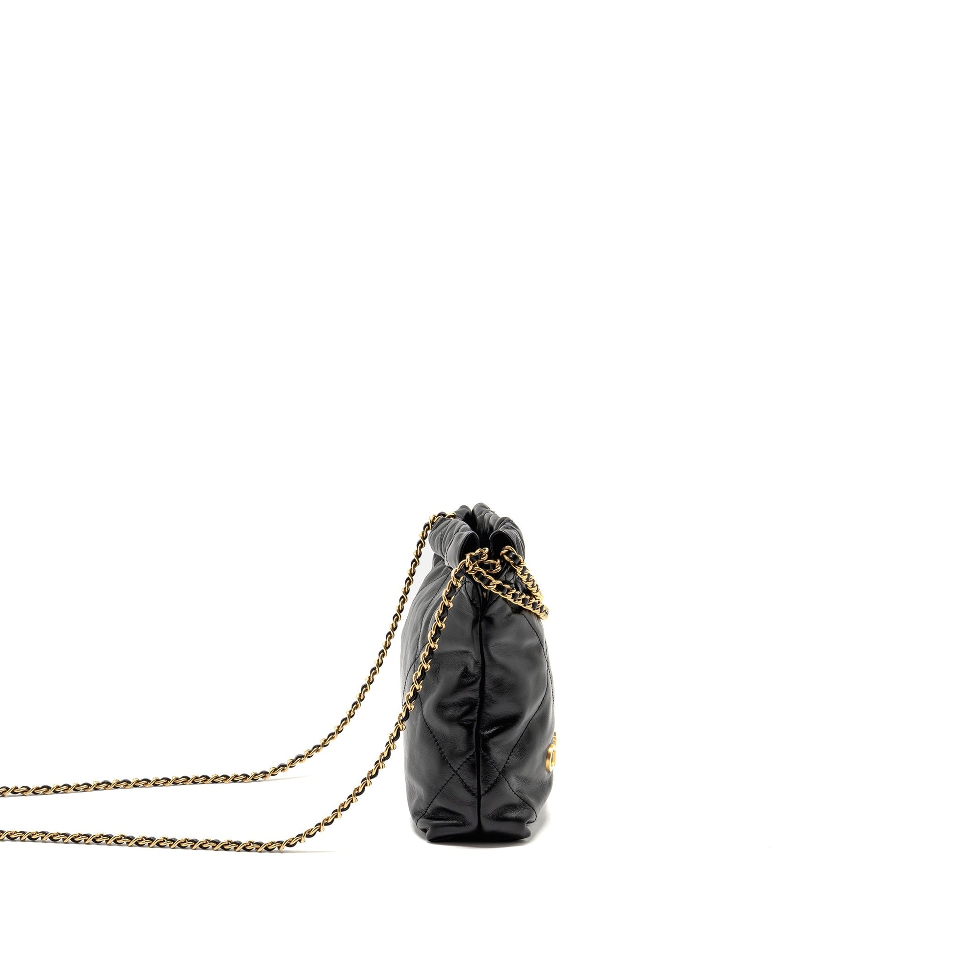 Chanel 22 Shiny Calfskin GHW Microchip Black Mini Bag Microchip 6