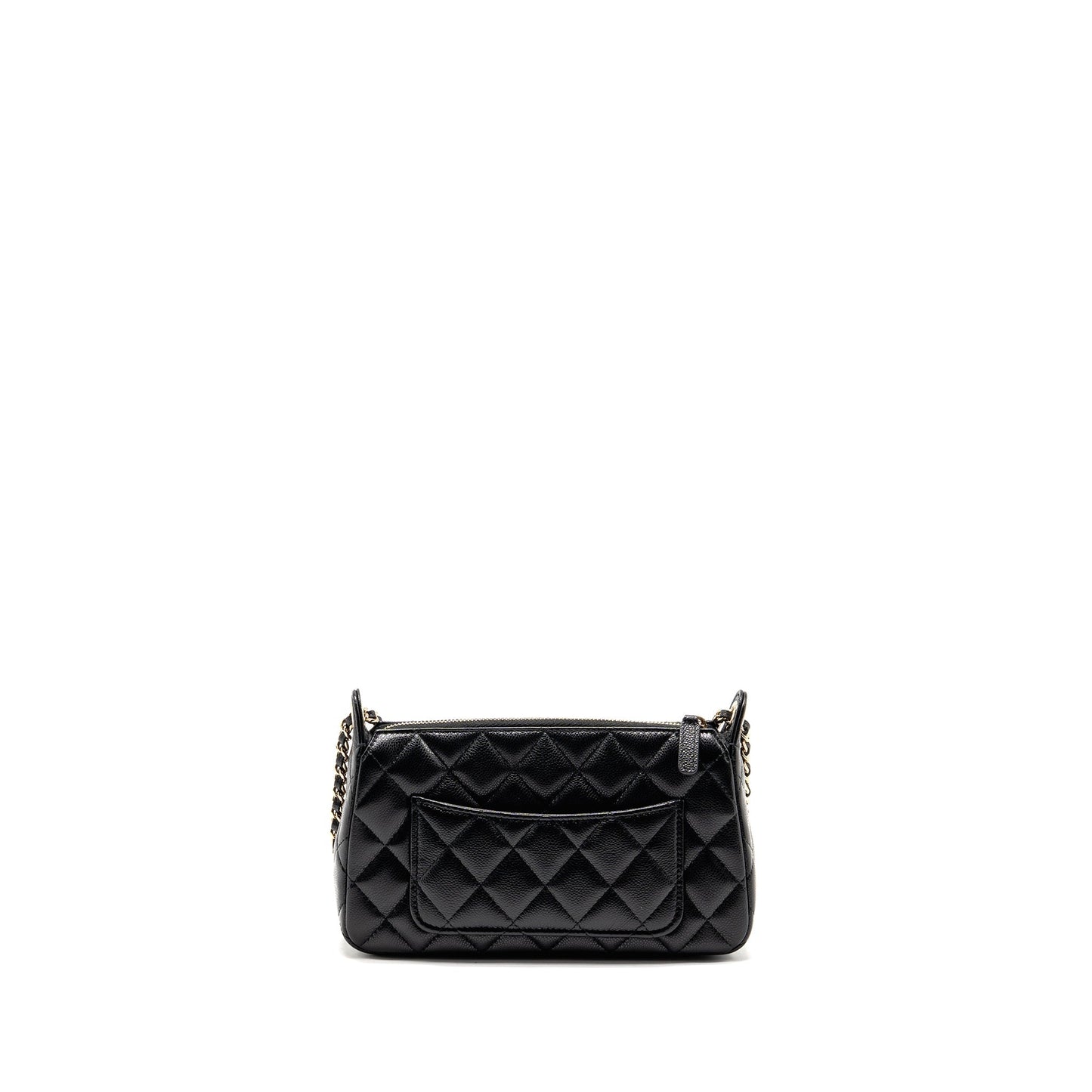 Chanel 25A zip caviar LGHW microchip Black Clutch Bag
