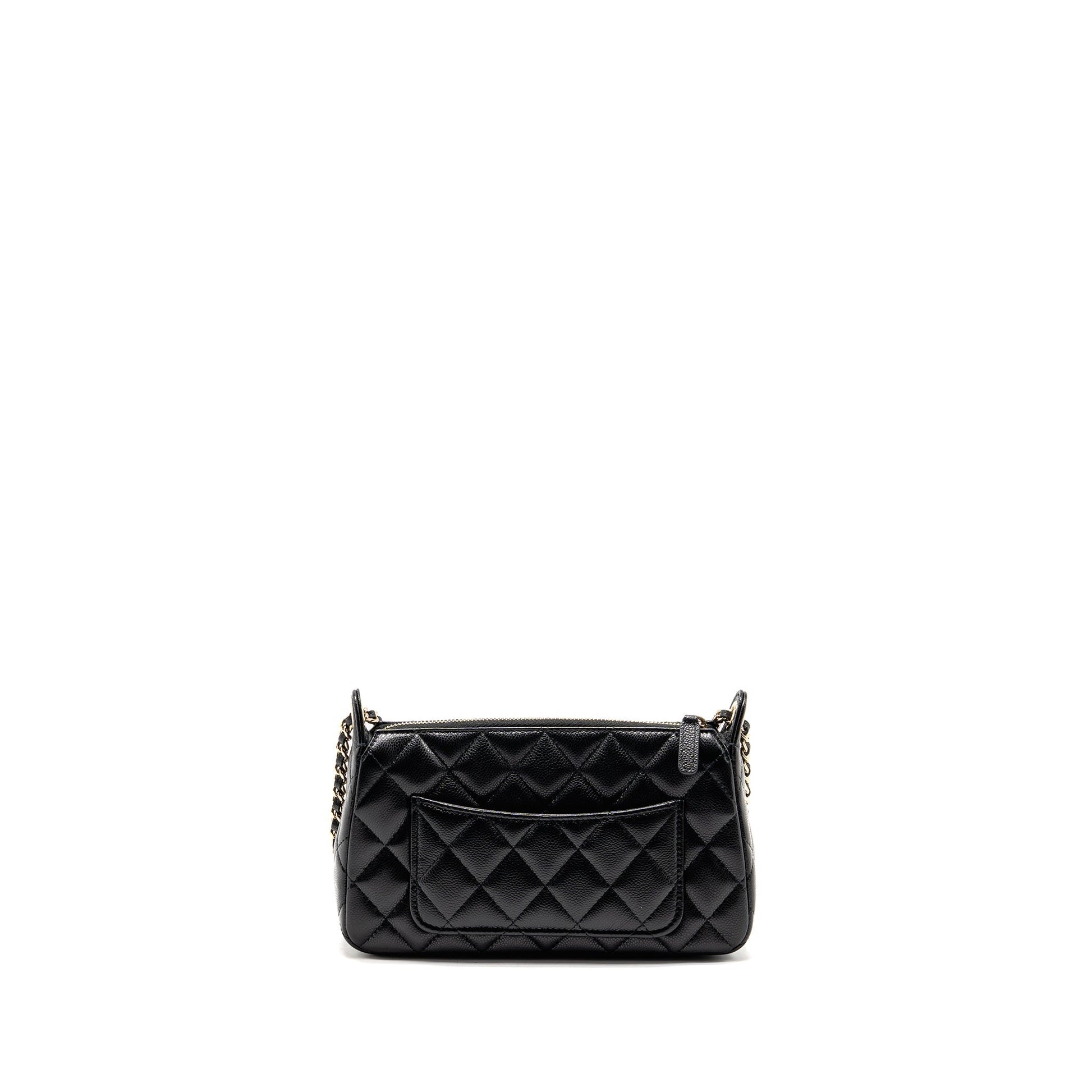 Chanel 25A zip caviar LGHW microchip Black Clutch Bag