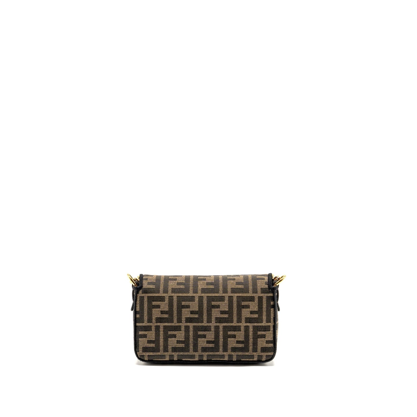 Fendi Baguette Jacquard Handbag Canvas Brown Mini Shoulder Bag