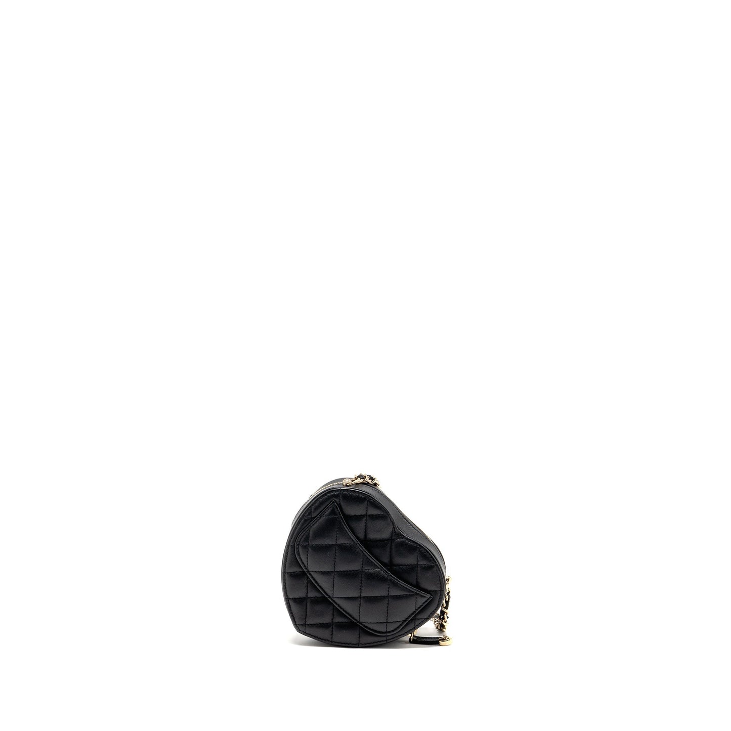 Chanel heart lambskin LGHW Black Small Handbag