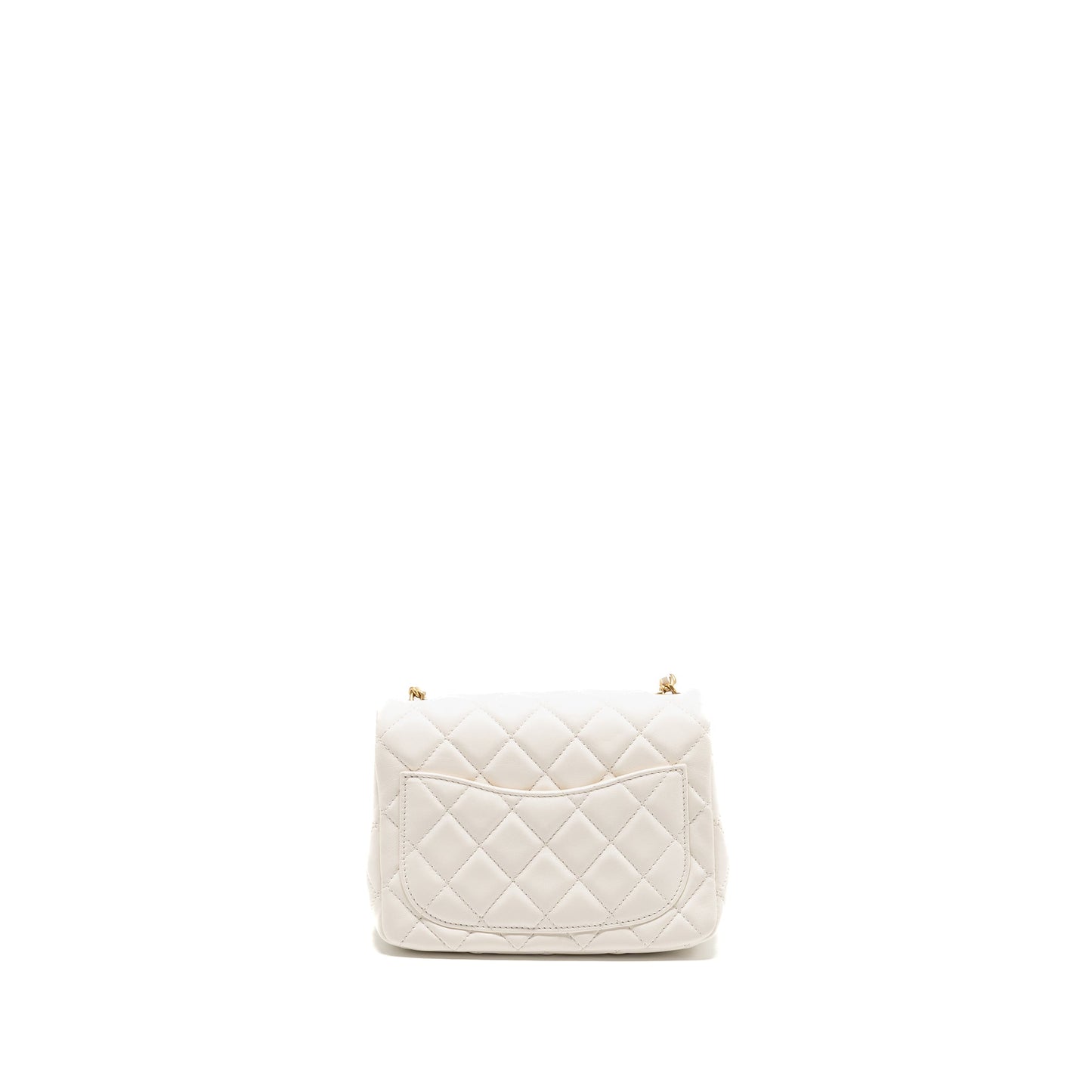 Chanel Pearl Crush Square Lambskin Brushed GHW White Mini Bag Microchip 1