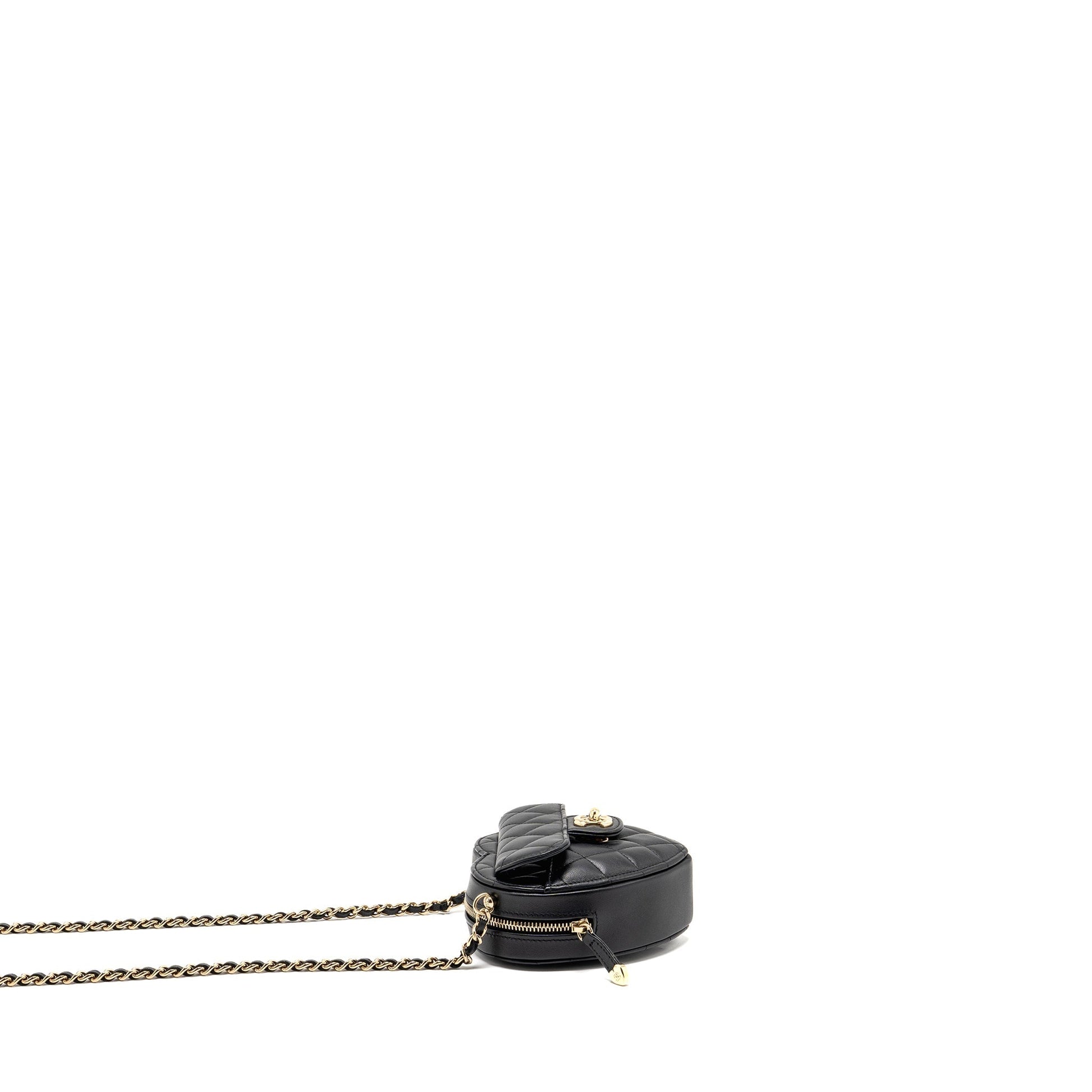 Chanel heart lambskin LGHW Black Small Handbag