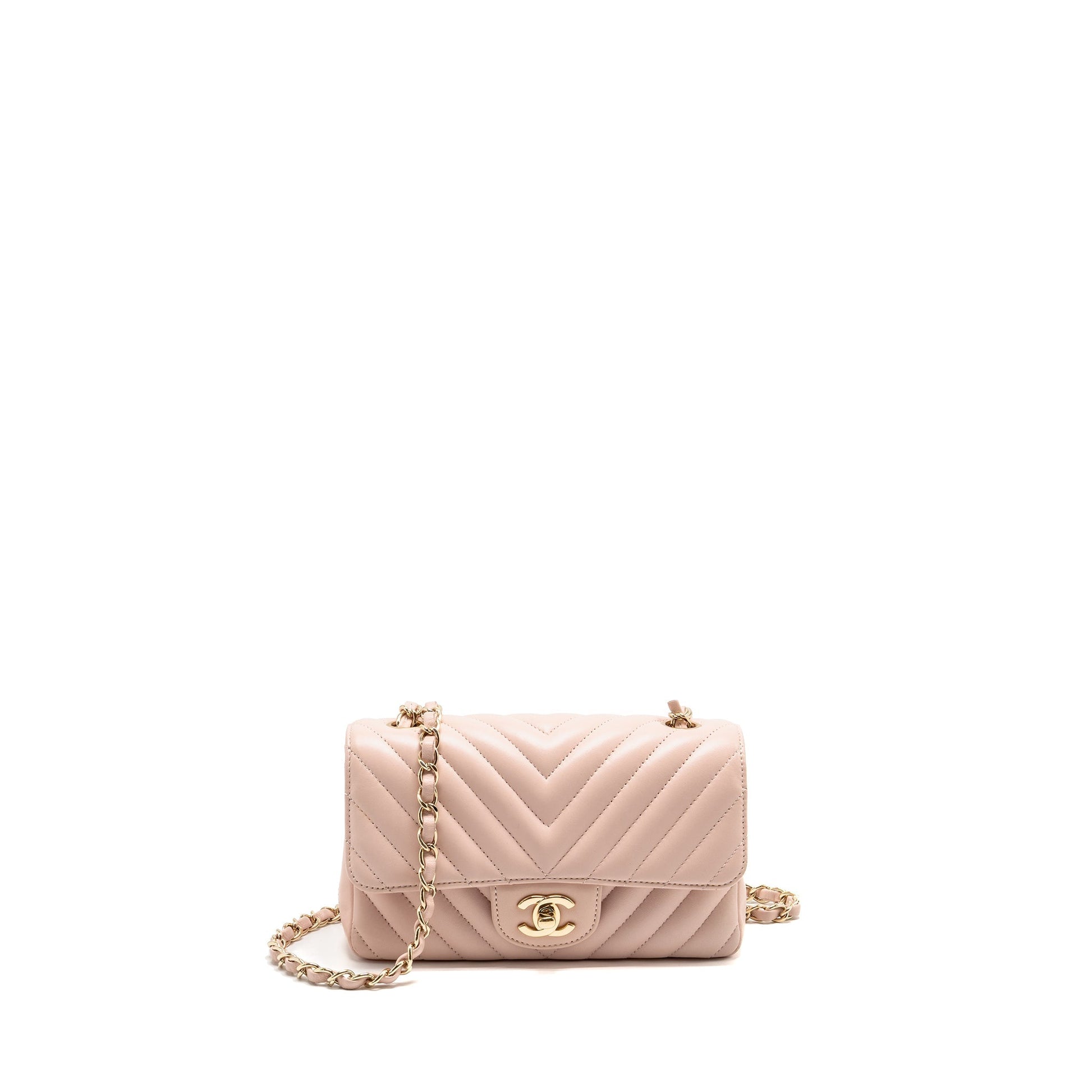 Chanel Rectangular Flap Chevron Lambskin LGHW Pink Shoulder Bag
