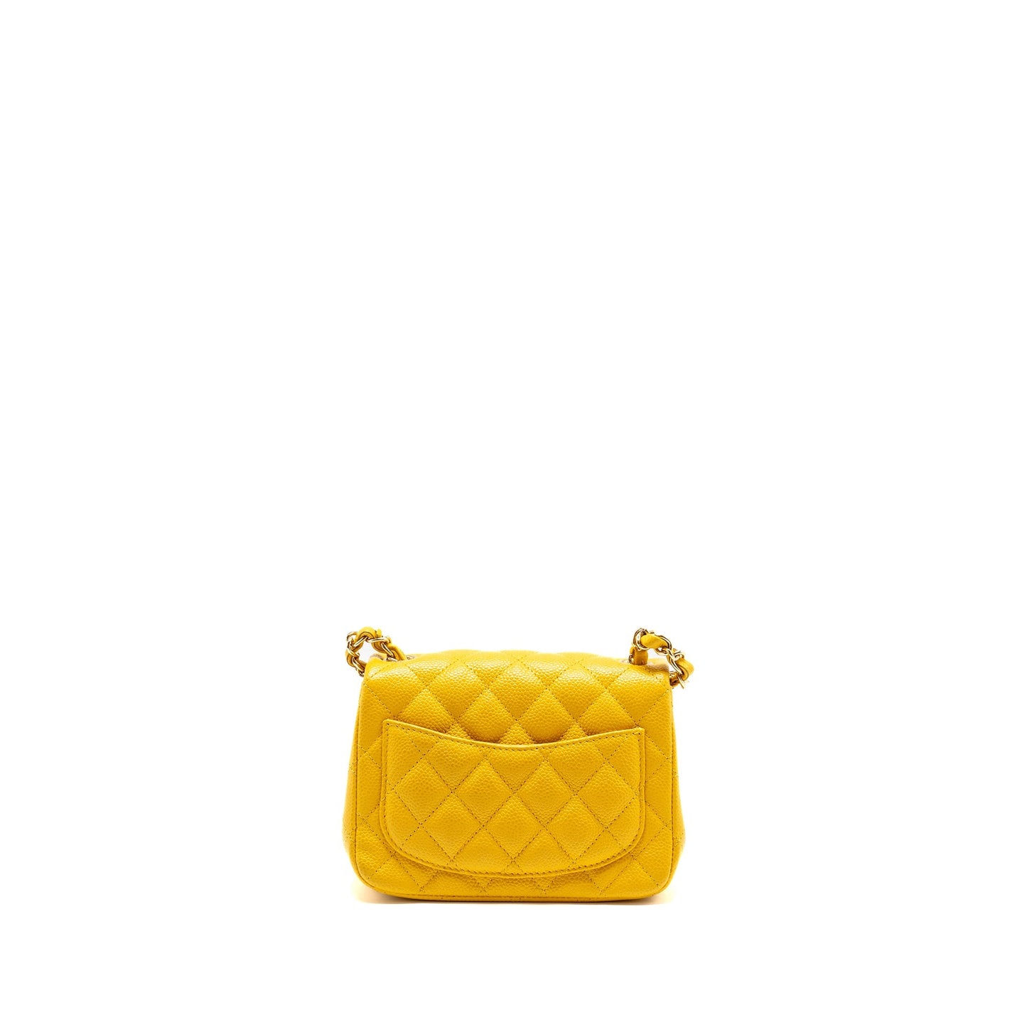 Chanel Classic square flap caviar yellow LGHW Shoulder Bag