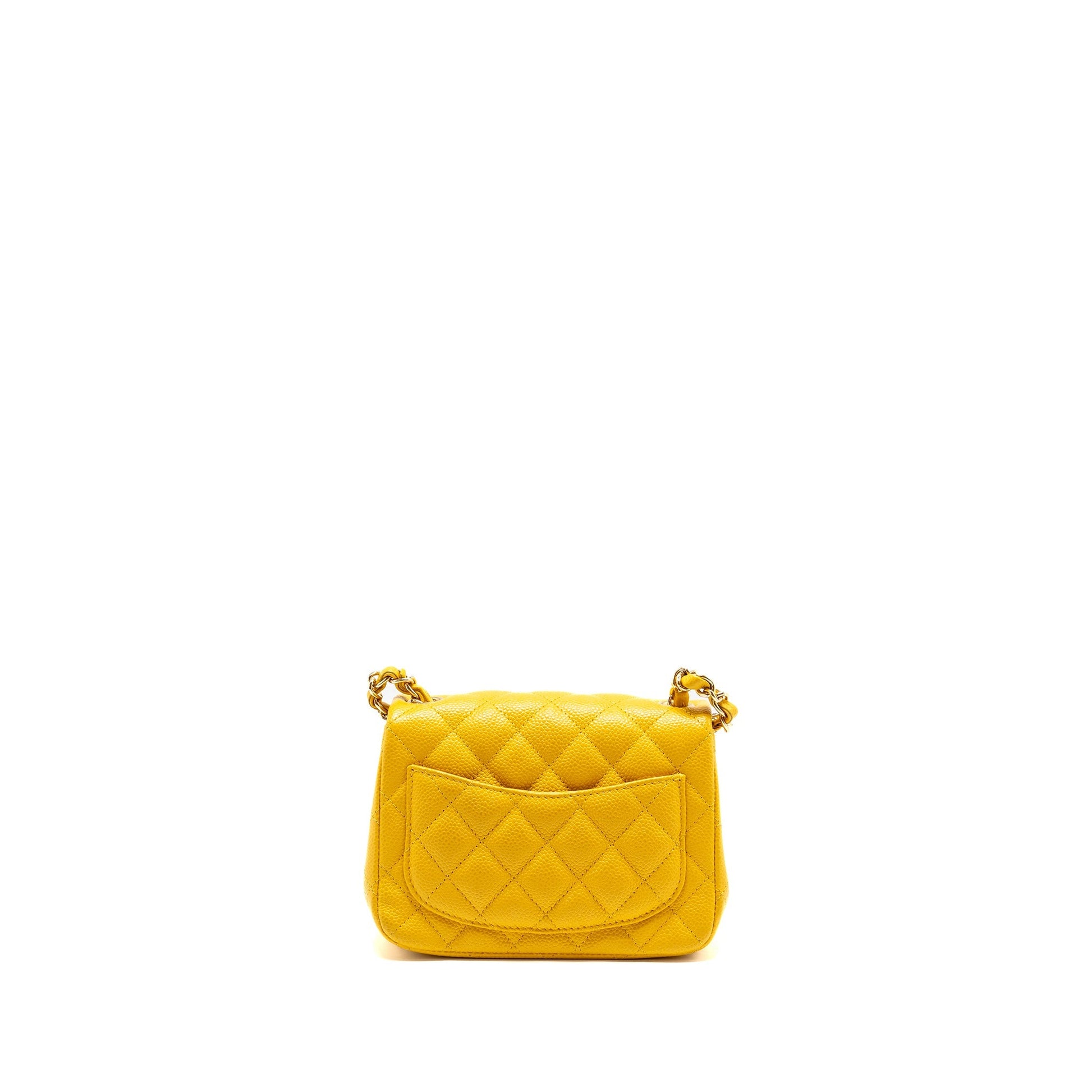 Chanel Classic square flap caviar yellow LGHW Shoulder Bag