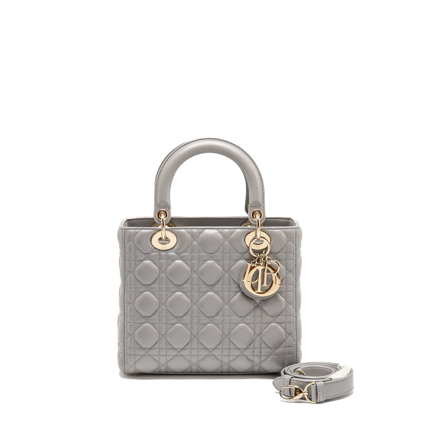 Dior Lady Lambskin Grey Handbag Medium Travel Bag Grey Handbag