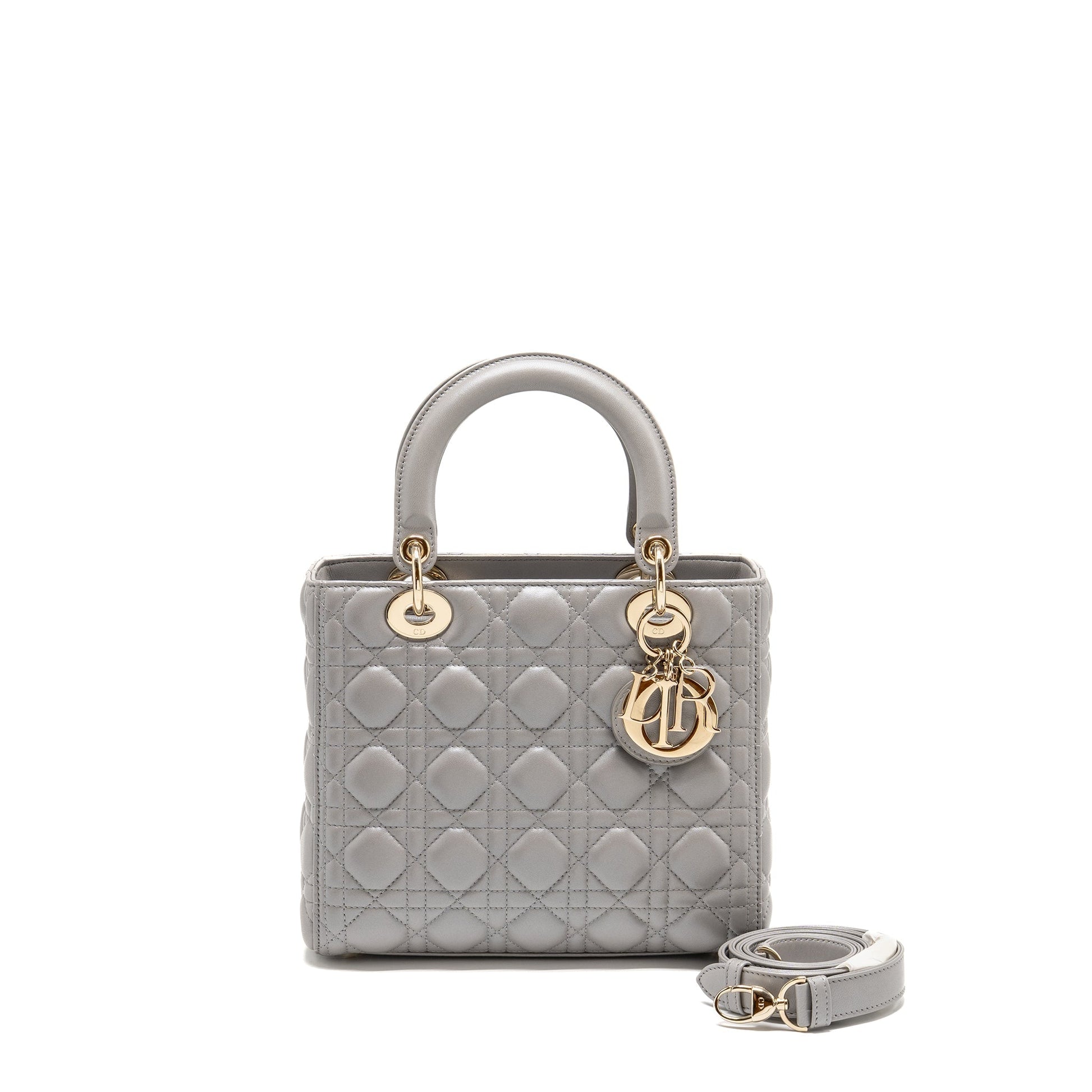 Dior Lady Lambskin Grey Handbag Medium Travel Bag Grey Handbag