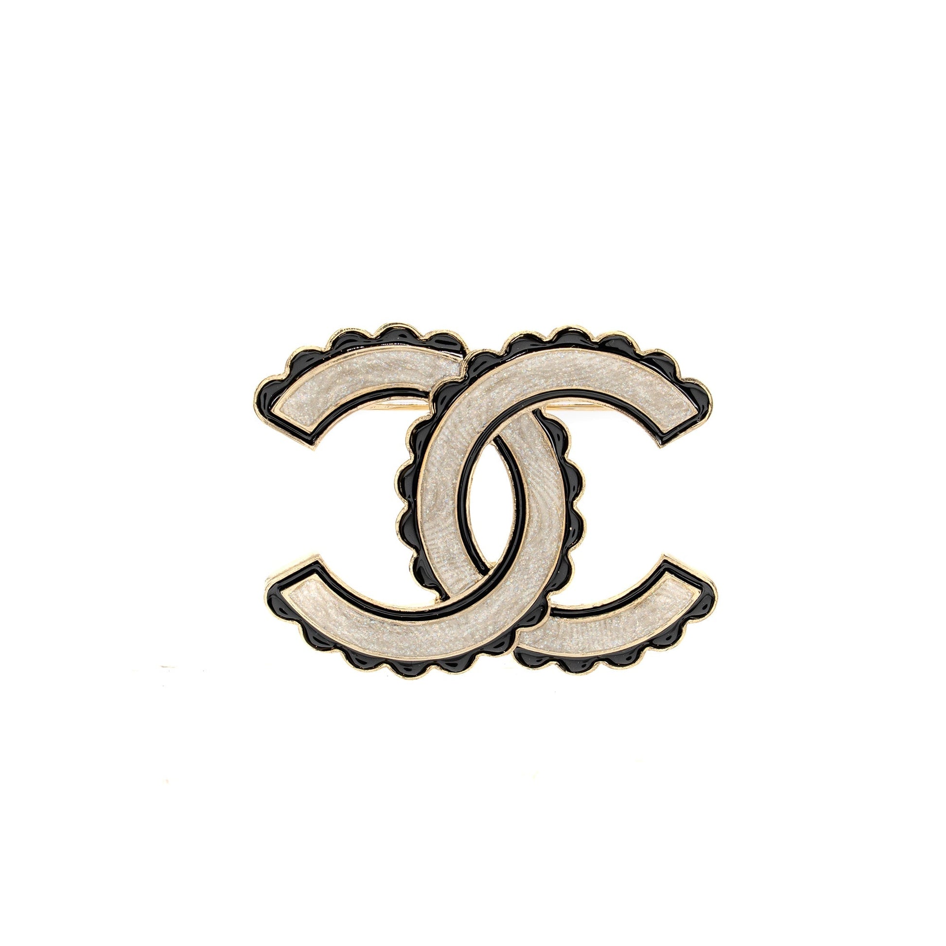 Chanel CC logo brooch Black Grey Handbag