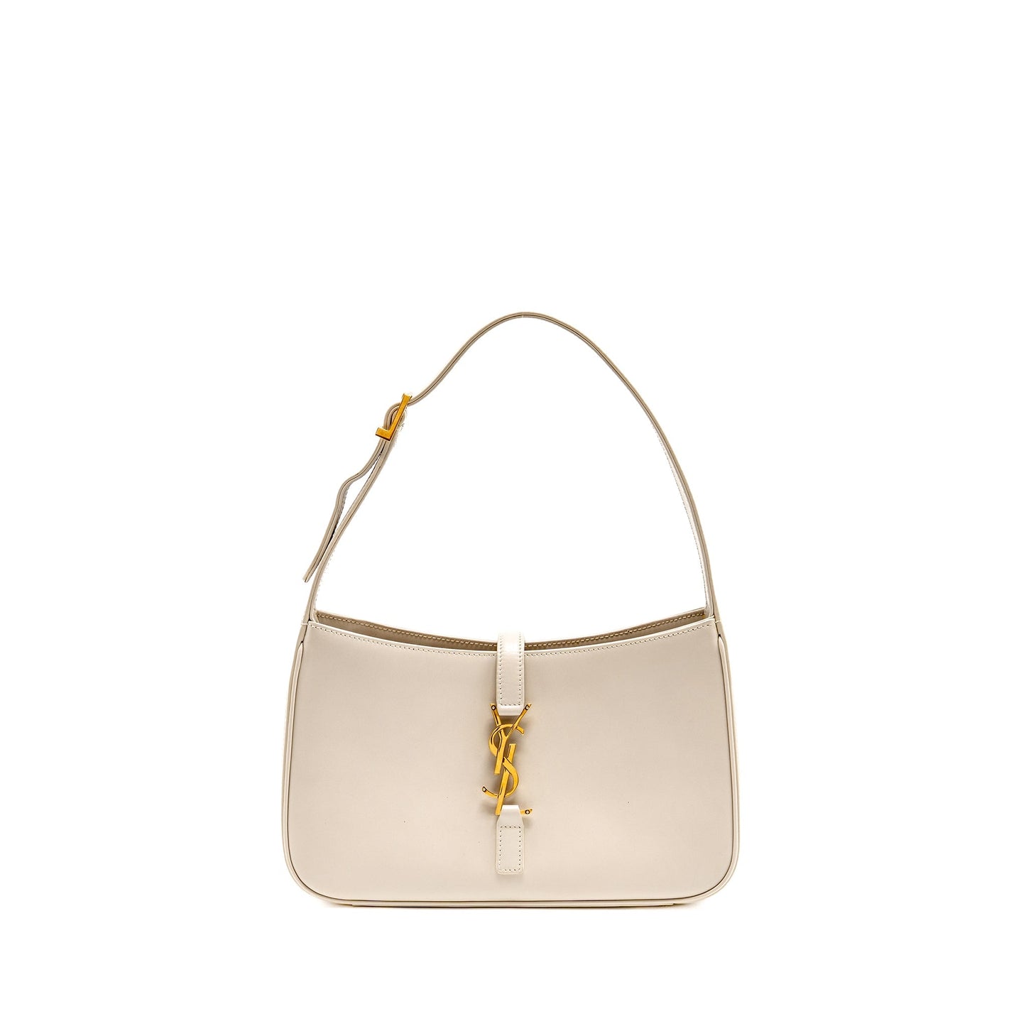 YSL Saint Laurent Saint Laurent Le Hobo Calfskin Blanc Shoulder Bag