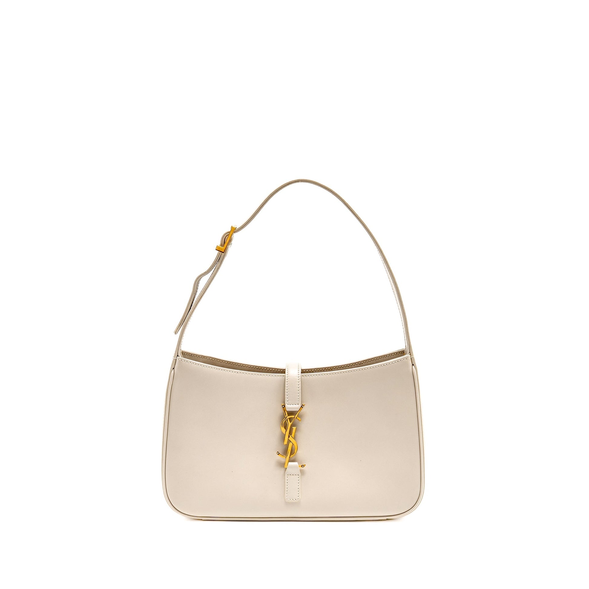 YSL Saint Laurent Saint Laurent Le Hobo Calfskin Blanc Shoulder Bag