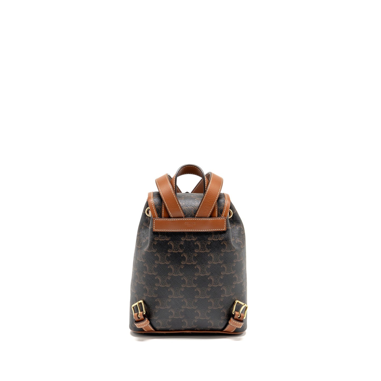 Celine Backpack Folco Triomphe Calfskin Handbag Canvas Tan