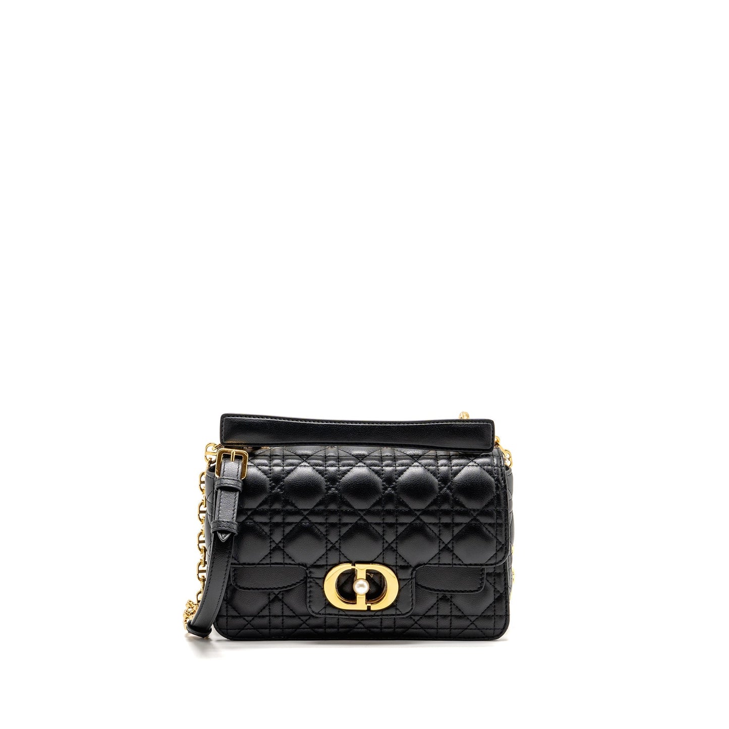 Dior Jolie Top Handle Purse Cannage Calfskin Handbag Black Small Travel Bag