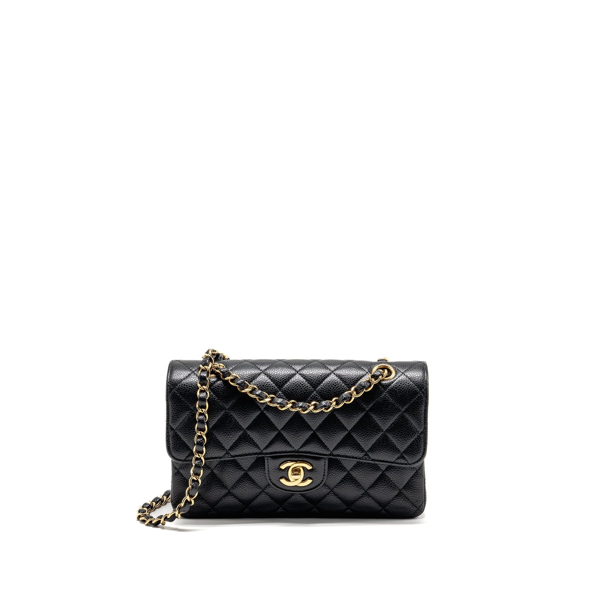 Chanel Classic double flap caviar GHW microchip Black Small Handbag Ghw Microchip