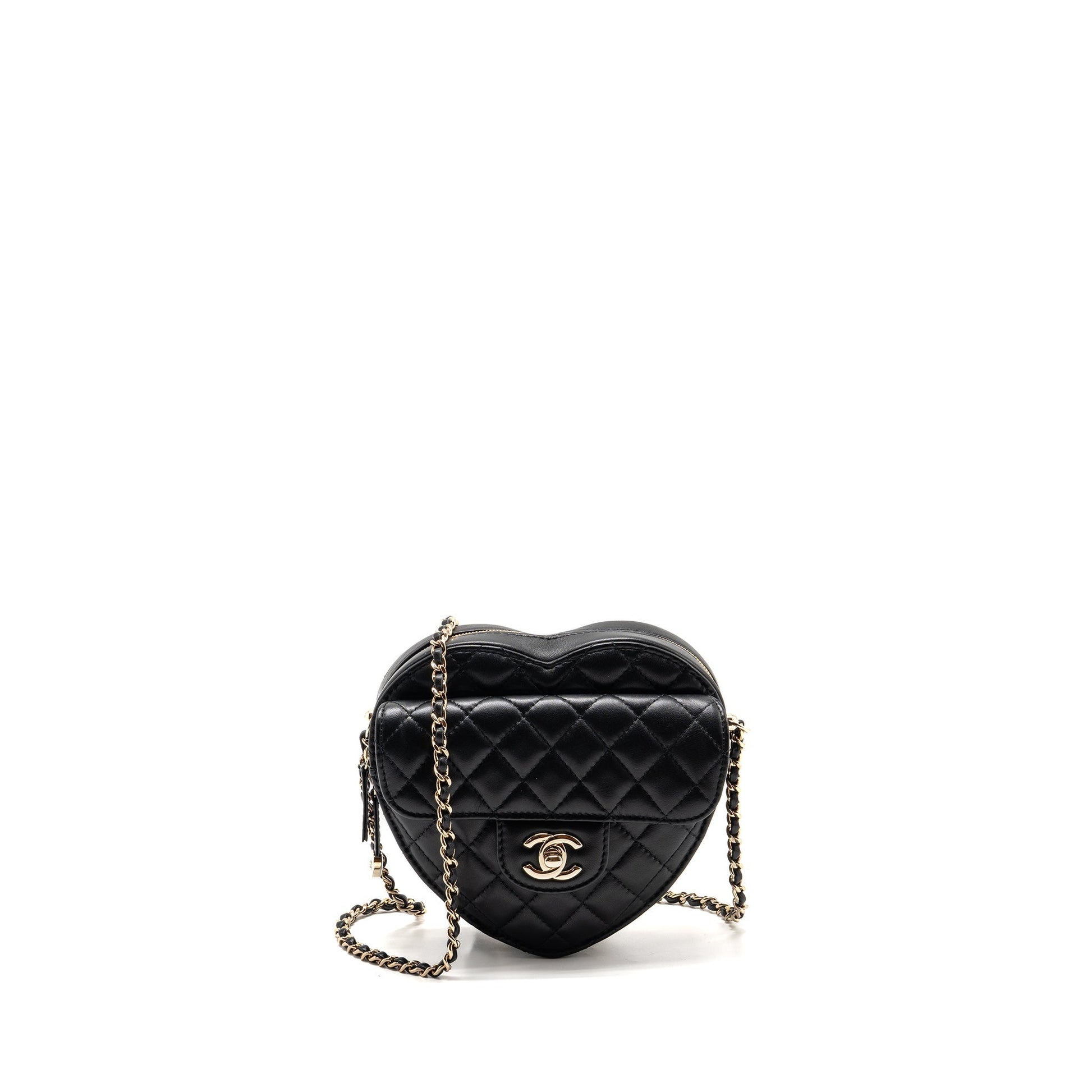 Chanel 22s Heart Lambskin LGHW Microchip Black Handbag Lghw Microchip