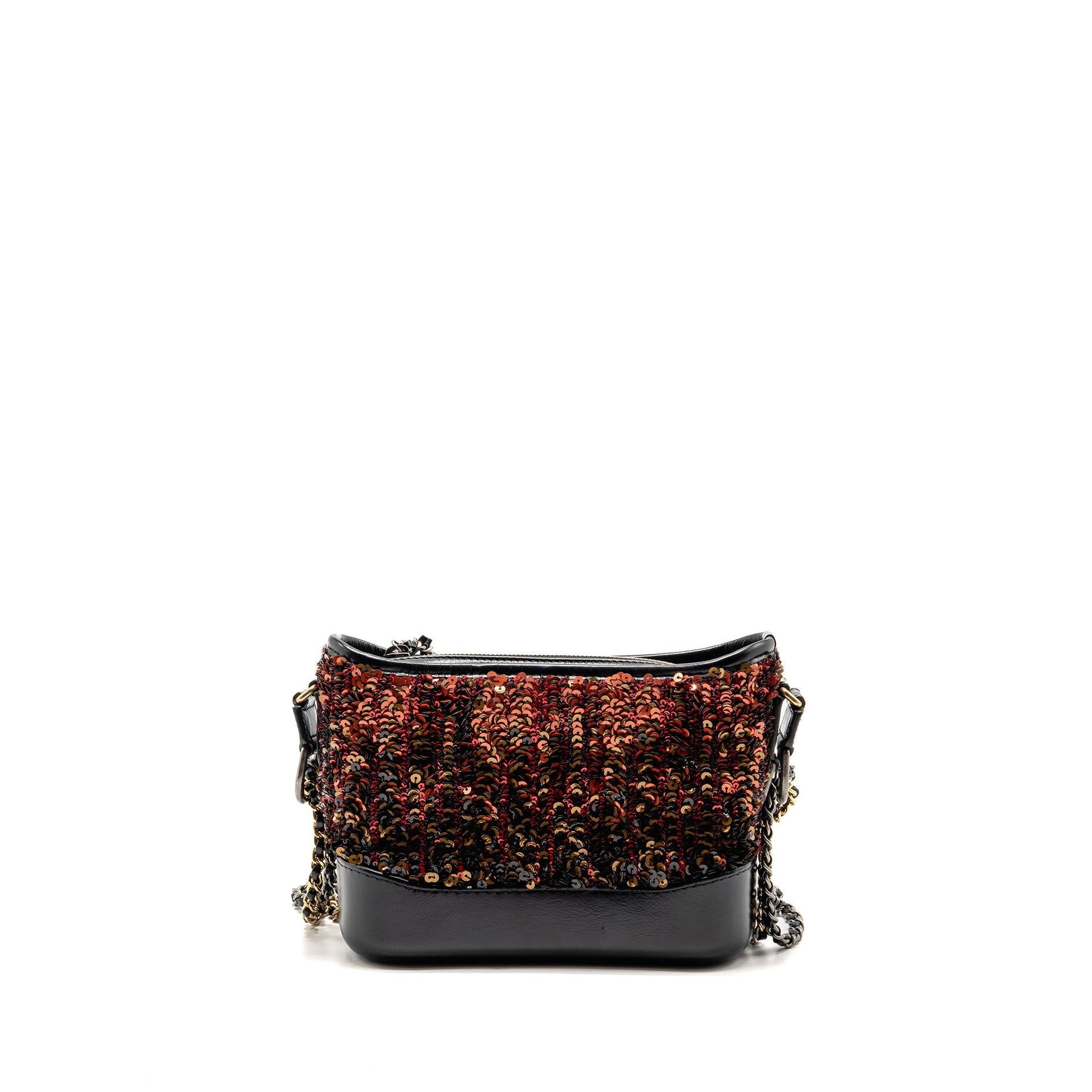 Chanel Gabrielle Hobo Sequin Shiny Calfskin Hardware Multicolour Black Red Orange Small Shoulder Bag