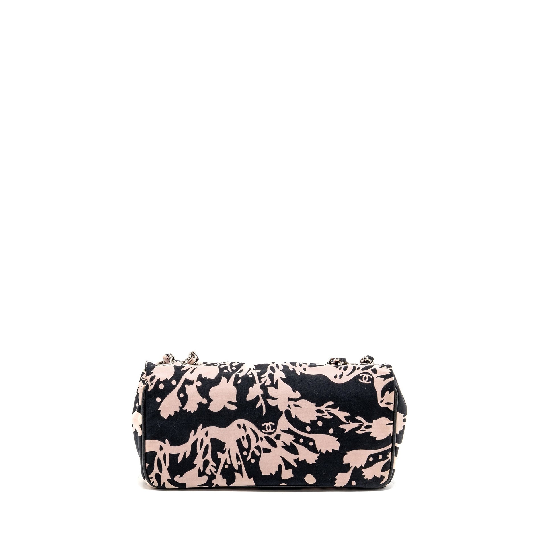 Chanel Charm Single Flap Fabric SHW Black Pink Key Chain