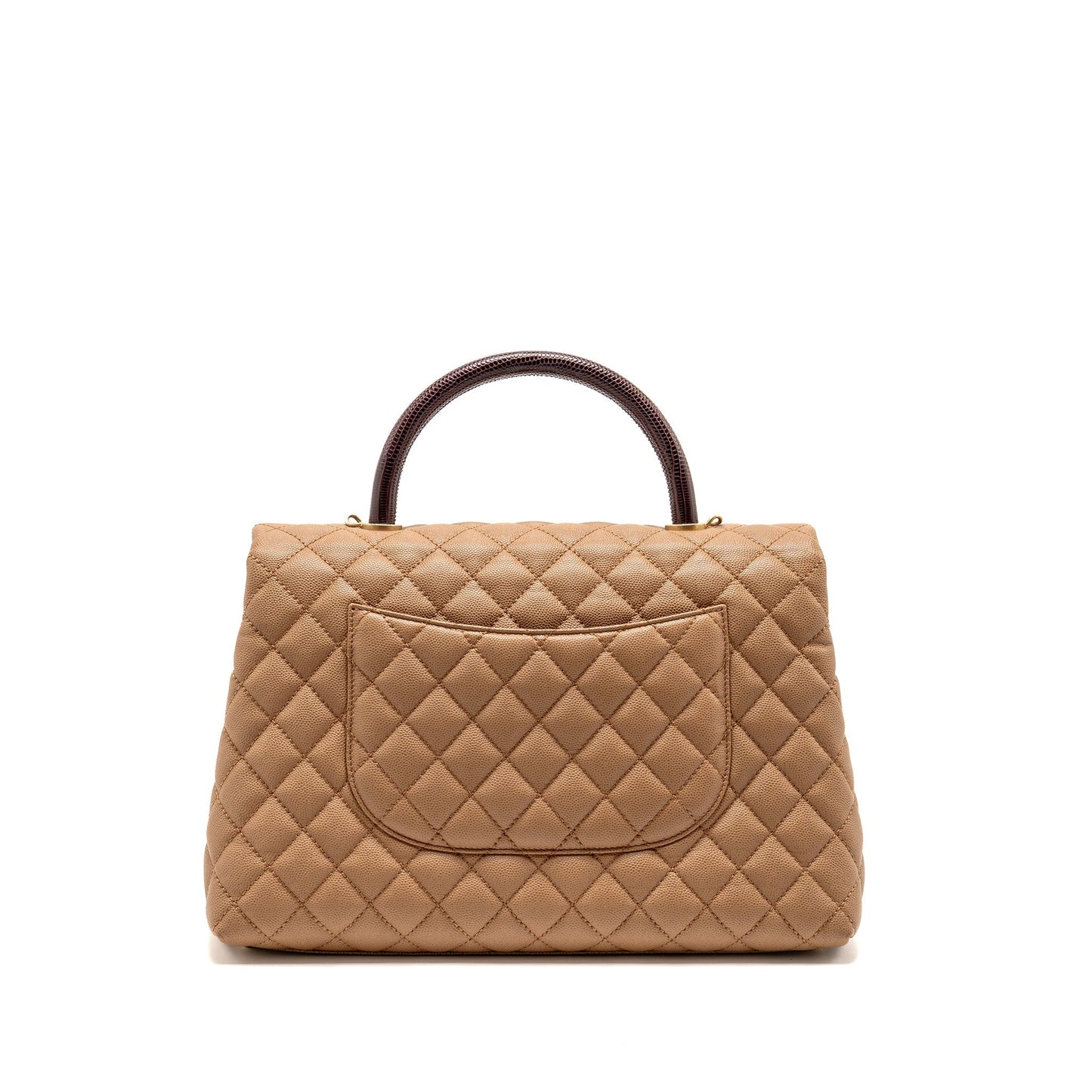 Chanel Coco Handle Lizard Handle Caviar GHW Beige Handbag