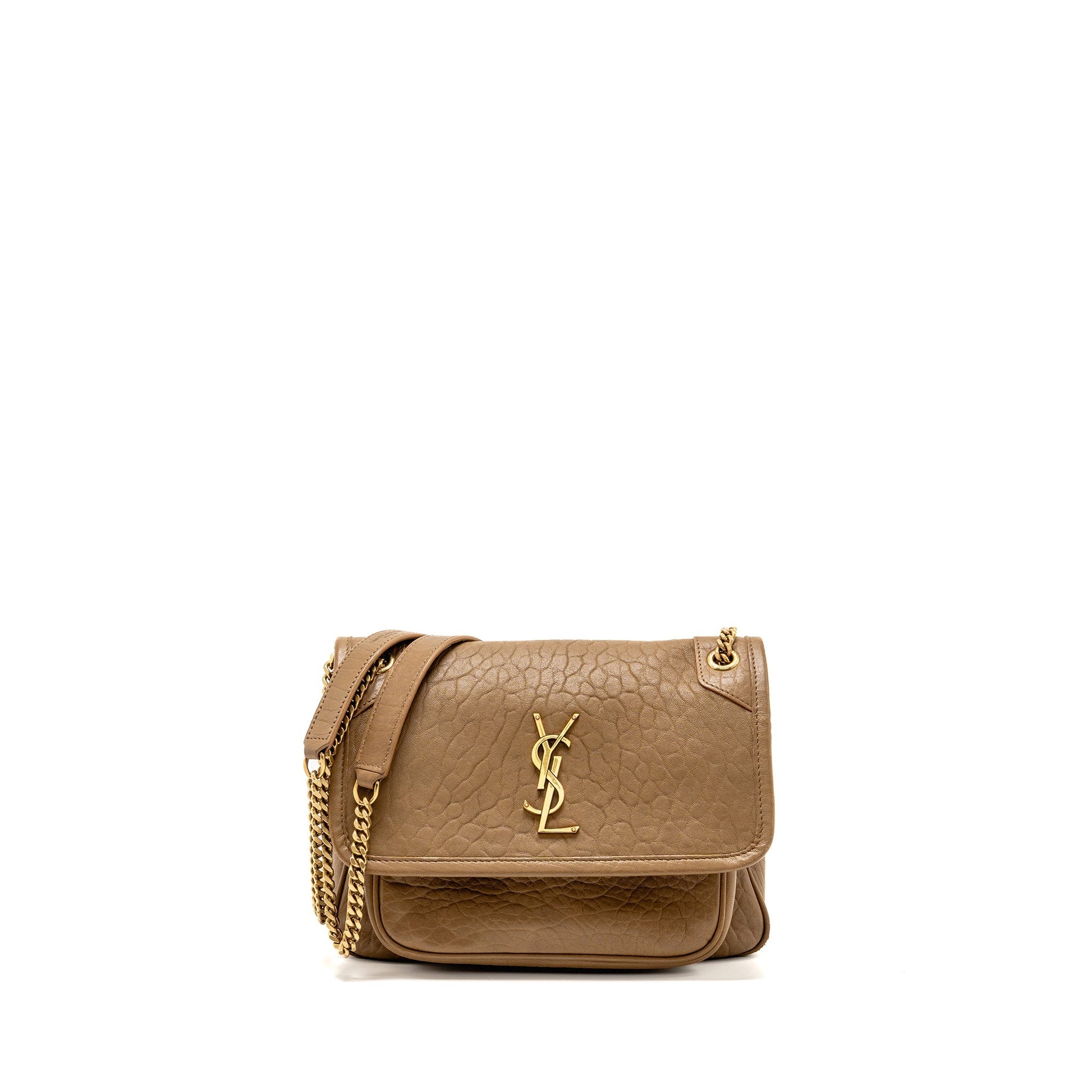 YSL Saint Laurent Niki Baby Grained Lambskin Dark Cork Travel Travel Bag
