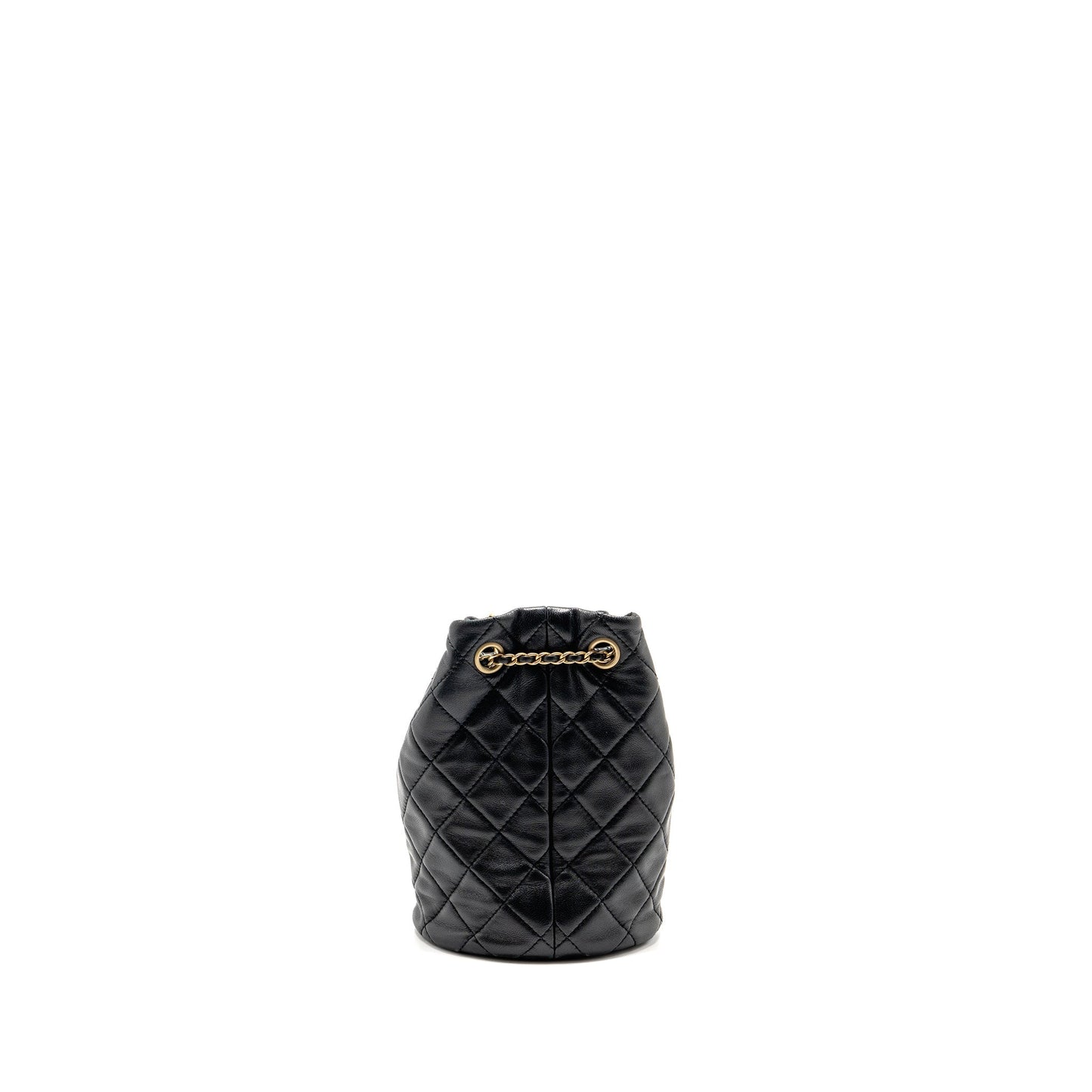 Chanel Pearl Crush bucket lambskin GHW microchip Black Bucket Bag