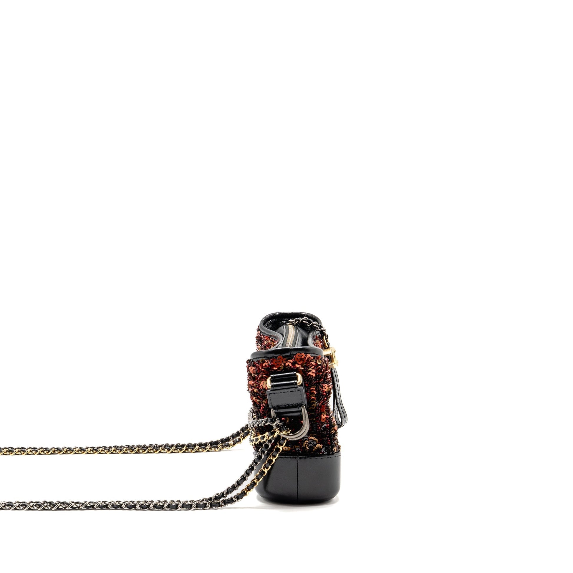 Chanel Gabrielle Hobo Sequin Shiny Calfskin Hardware Multicolour Black Red Orange Small Shoulder Bag