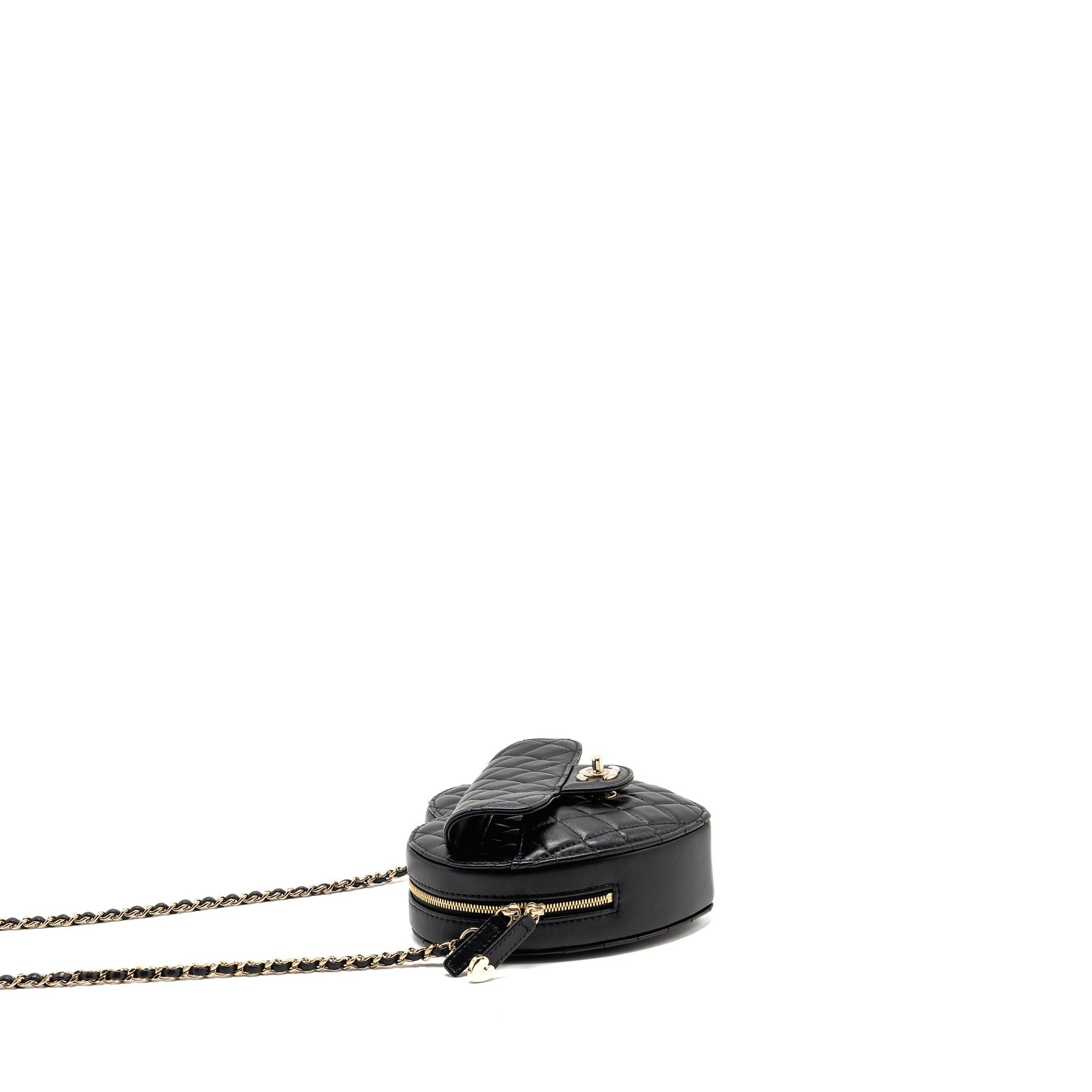 Chanel 22s Heart Lambskin LGHW Microchip Black Handbag Lghw Microchip