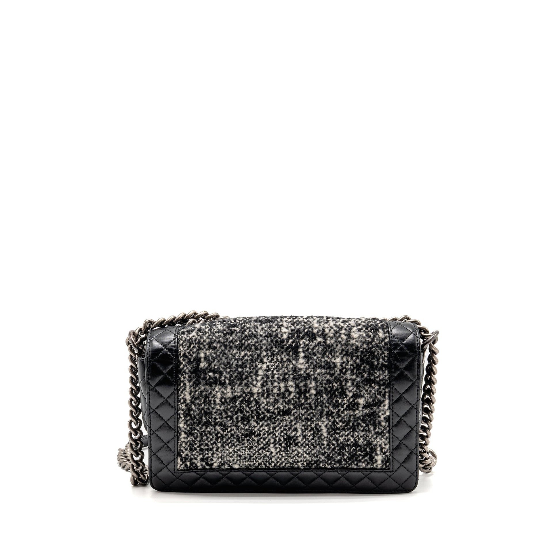 Chanel Multi Boy Calfskin Tweed SHW Black Handbag Black 1