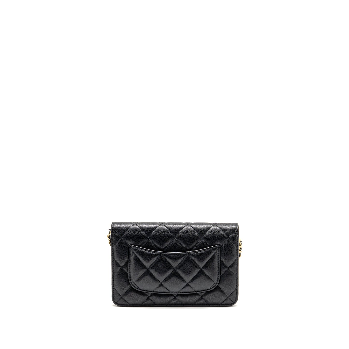 Chanel Detailed on Lambskin Hardware Microchip Multicolour Black Wallet Case