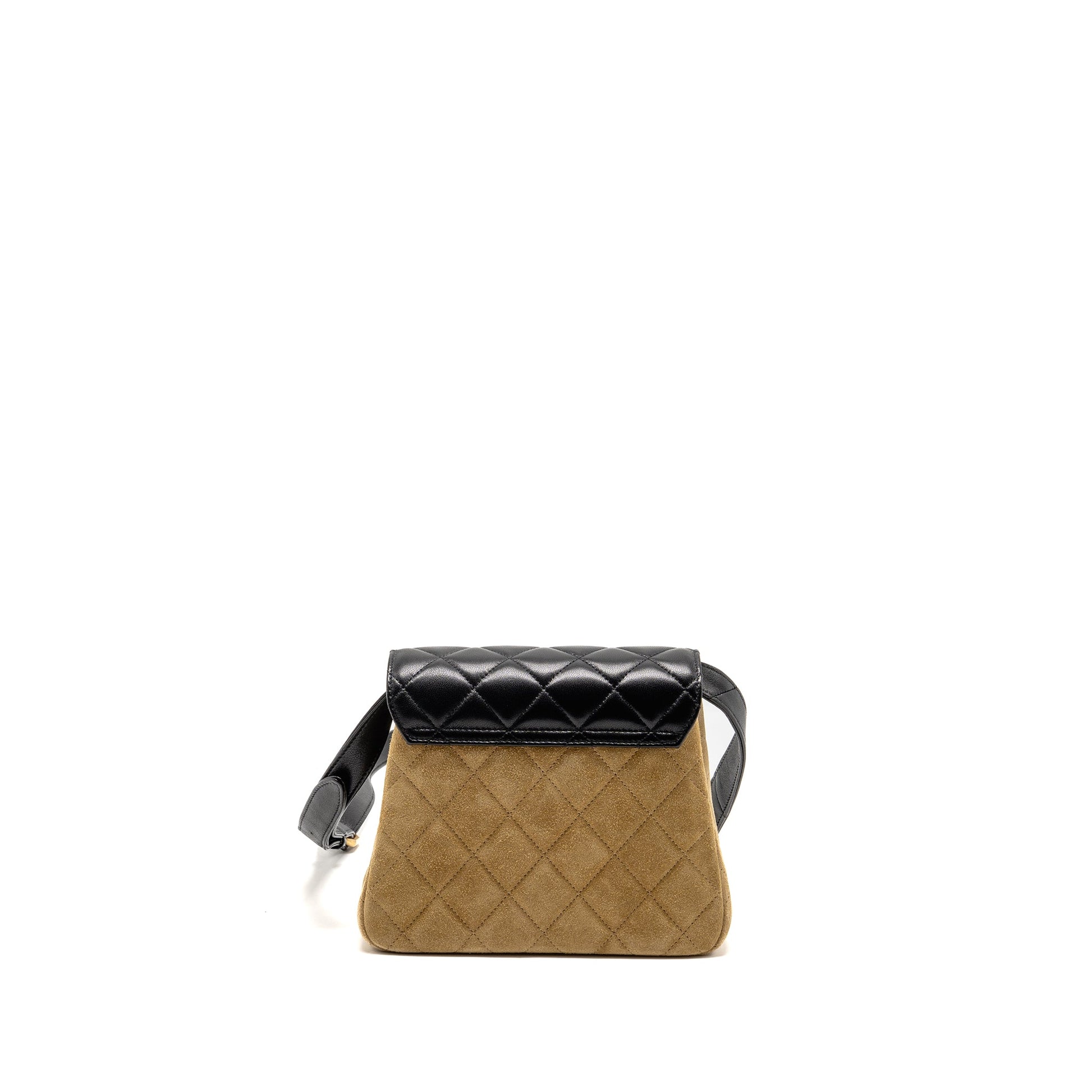 Chanel 25a Suede Patchwork Lambskin GHW microchip Black Brown Crossbody Bag