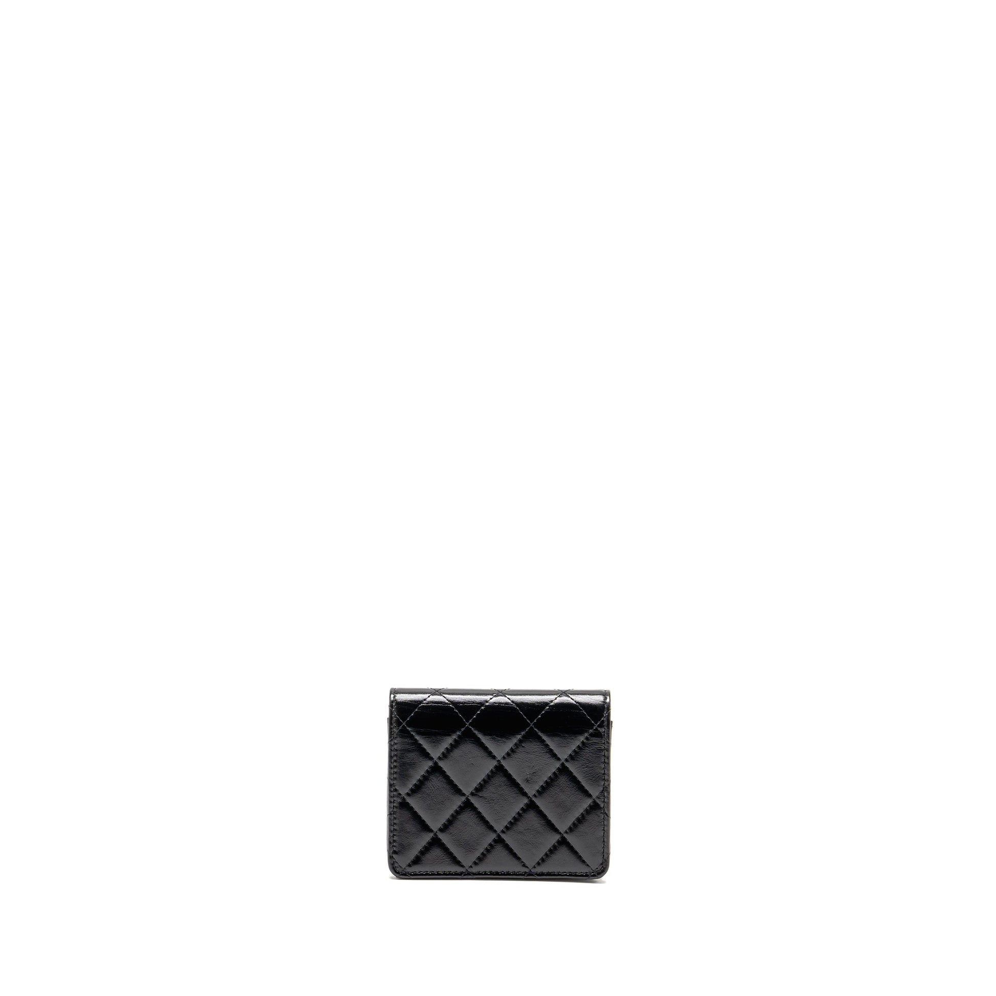 Chanel 31 Flap O-Card Holder Shiny Calfskin Black Wallet Case