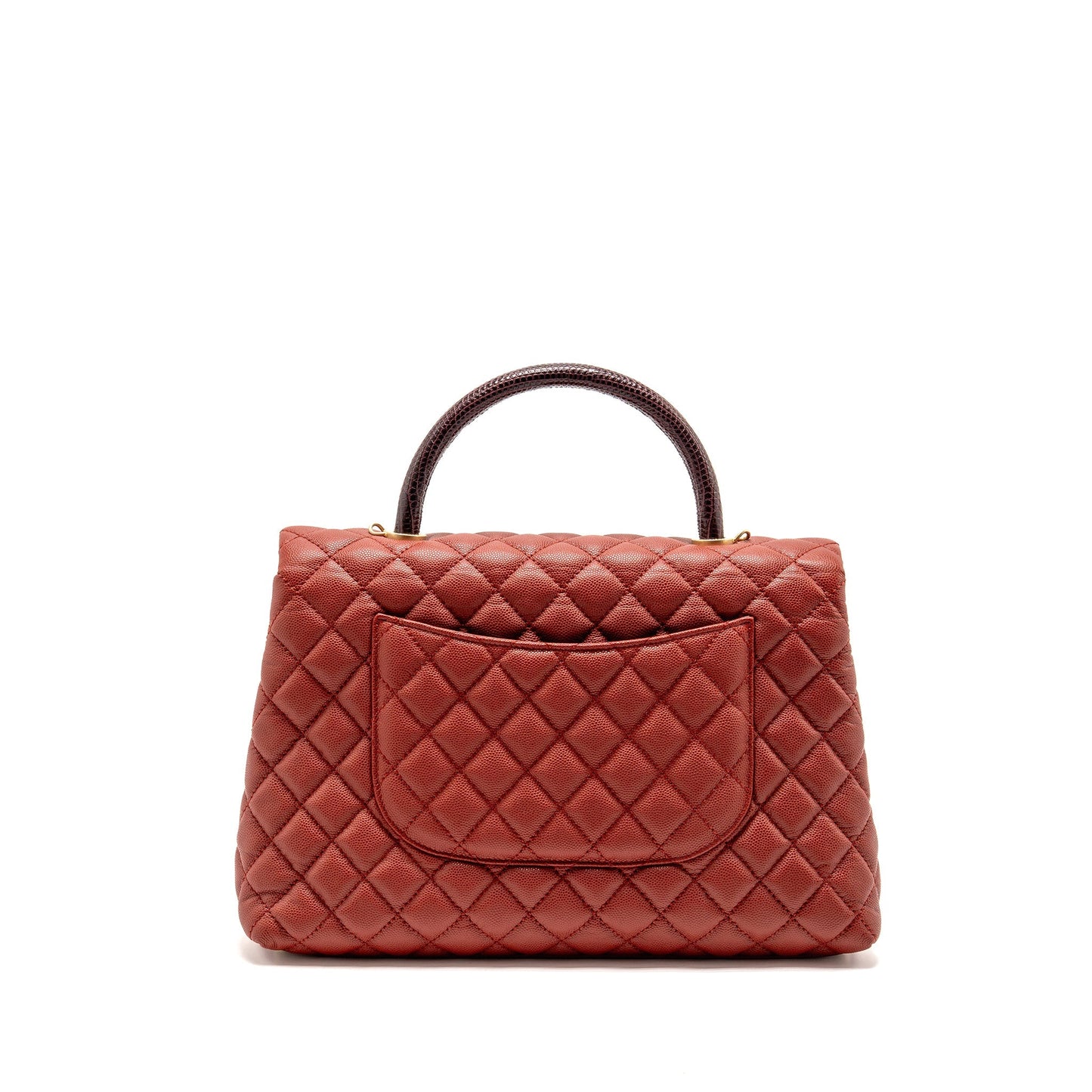 Chanel Coco Handle Lizard Handle Caviar GHW Red Handbag